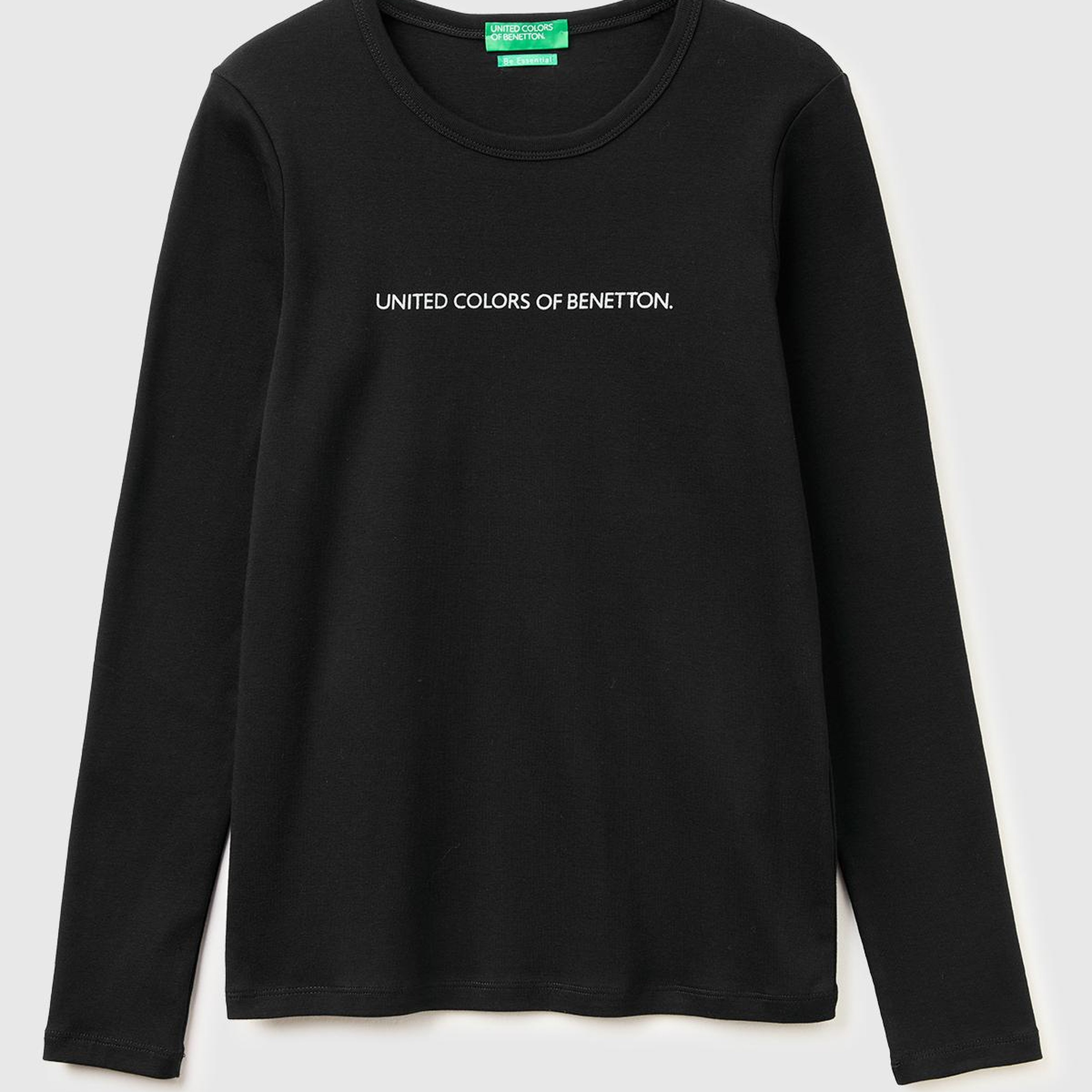 Kadın Siyah %100 Pamuk Regular Fit Ribanalı Uzun Kollu T-Shirt