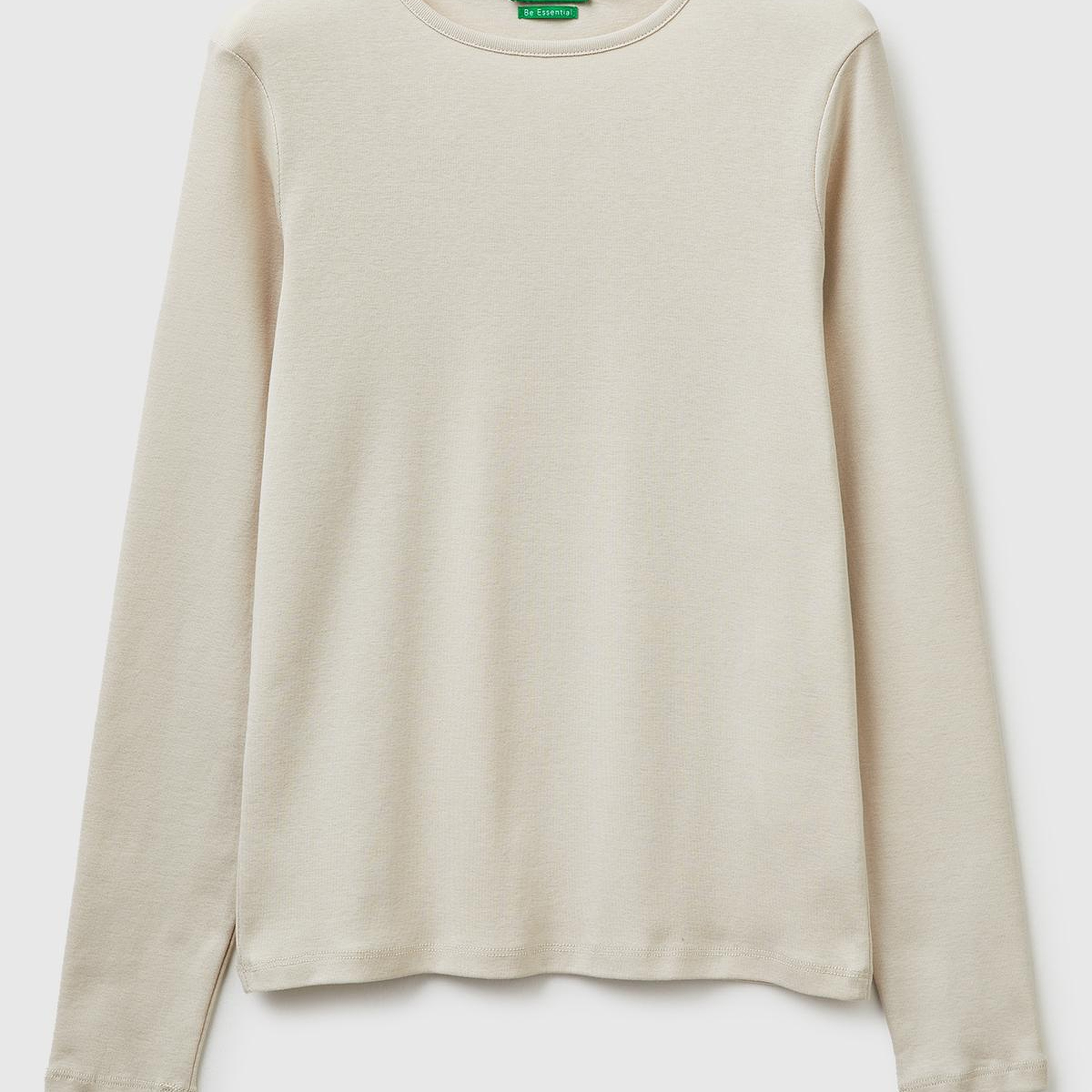 Kadın Taş %100 Pamuk Slim Fit Ribanalı Uzun Kollu T-Shirt
