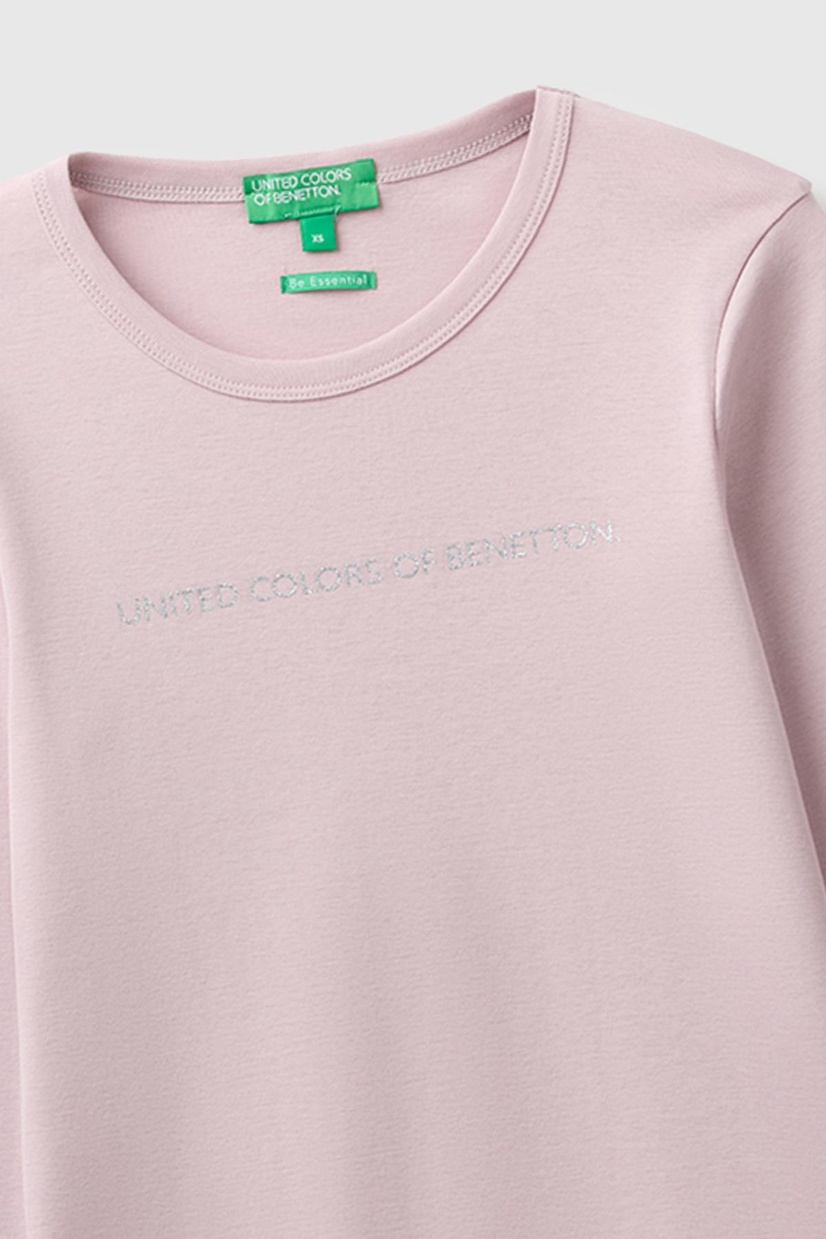 Kadın Lila %100 Pamuk Regular Fit Ribanalı Uzun Kollu T-Shirt