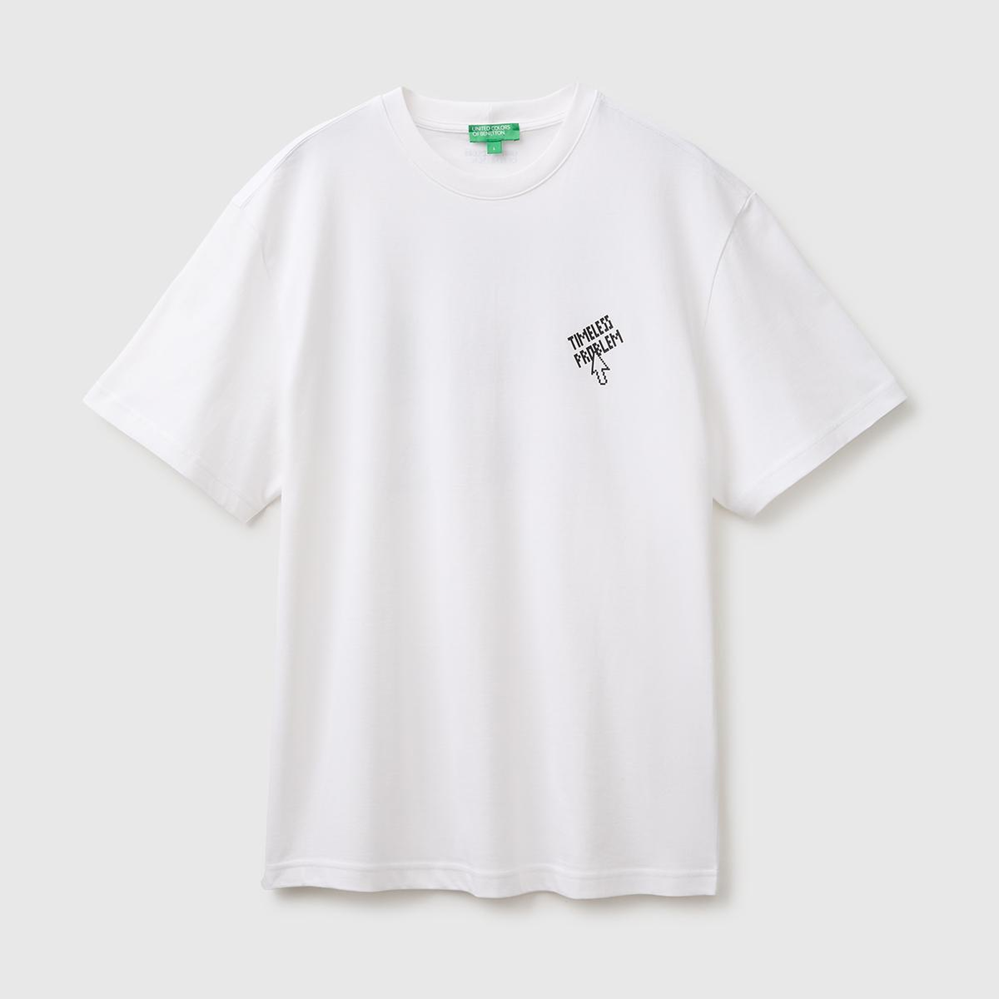 Erkek Beyaz %100 Pamuk Relaxed Fit Kısa Kollu T-Shirt