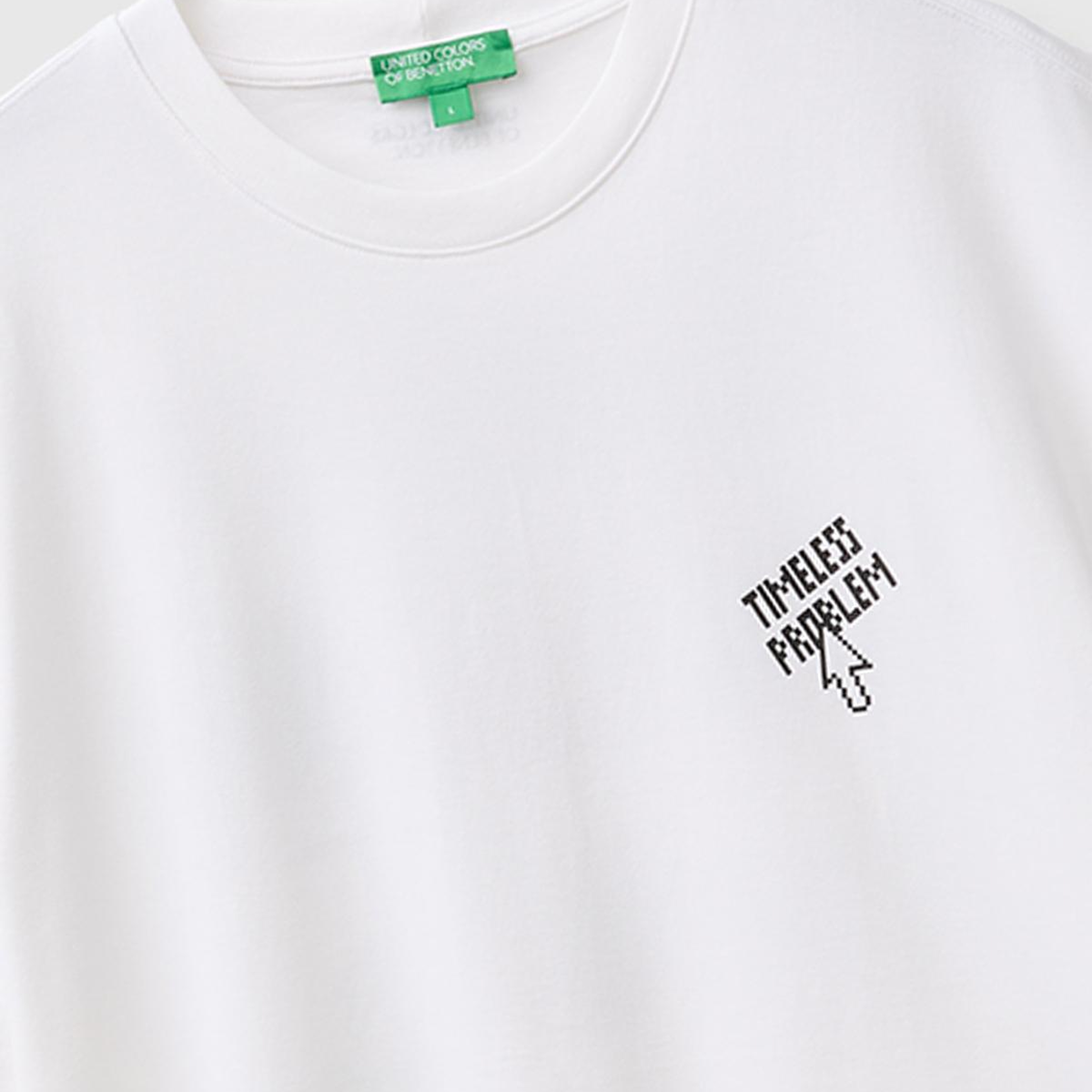 Erkek Beyaz %100 Pamuk Relaxed Fit Kısa Kollu T-Shirt