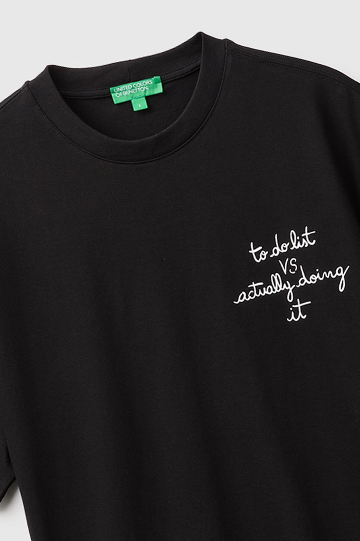 Erkek Siyah %100 Pamuk Relaxed Fit Kısa Kollu T-Shirt