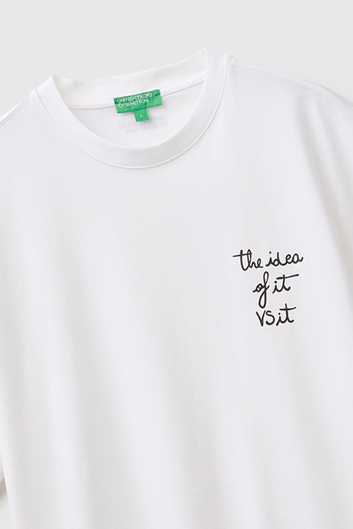 Erkek Beyaz Mix %100 Pamuk Relaxed Fit Kısa Kollu T-Shirt