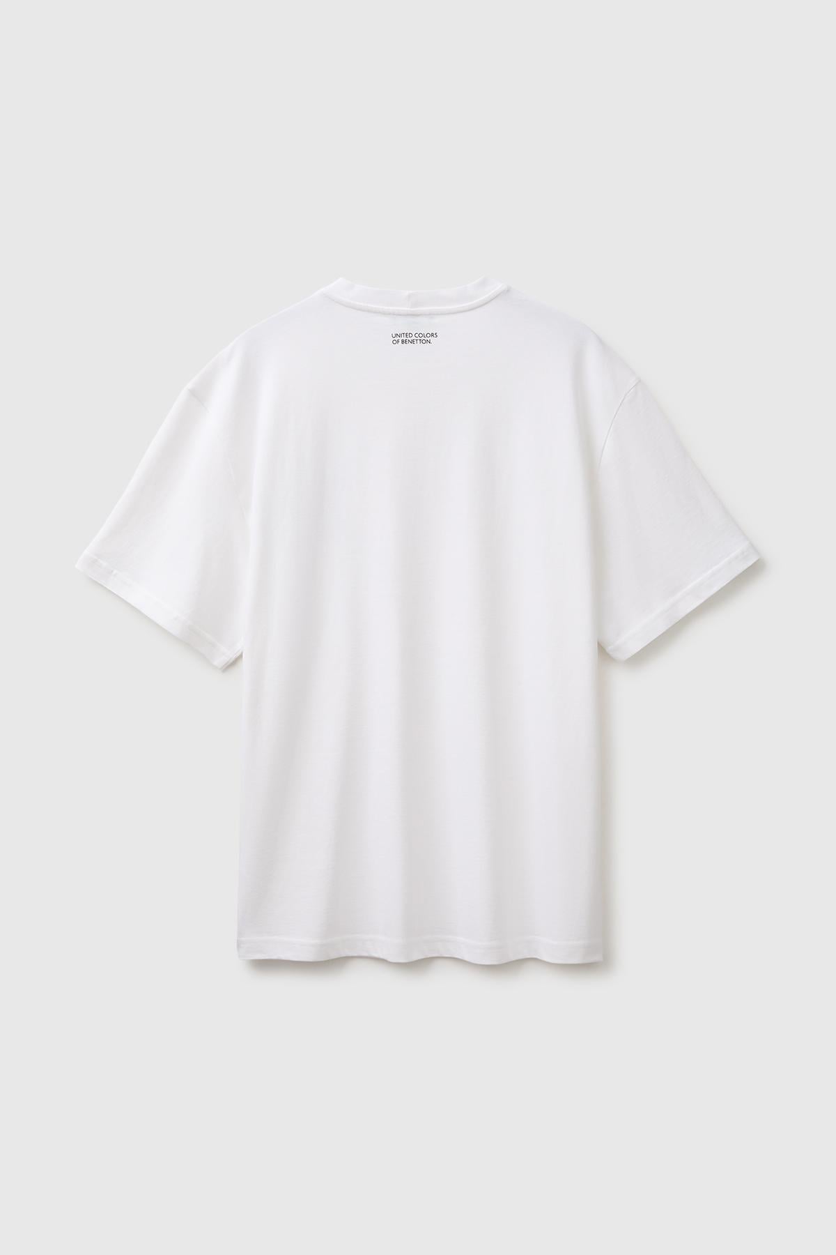 Erkek Beyaz Mix %100 Pamuk Relaxed Fit Kısa Kollu T-Shirt