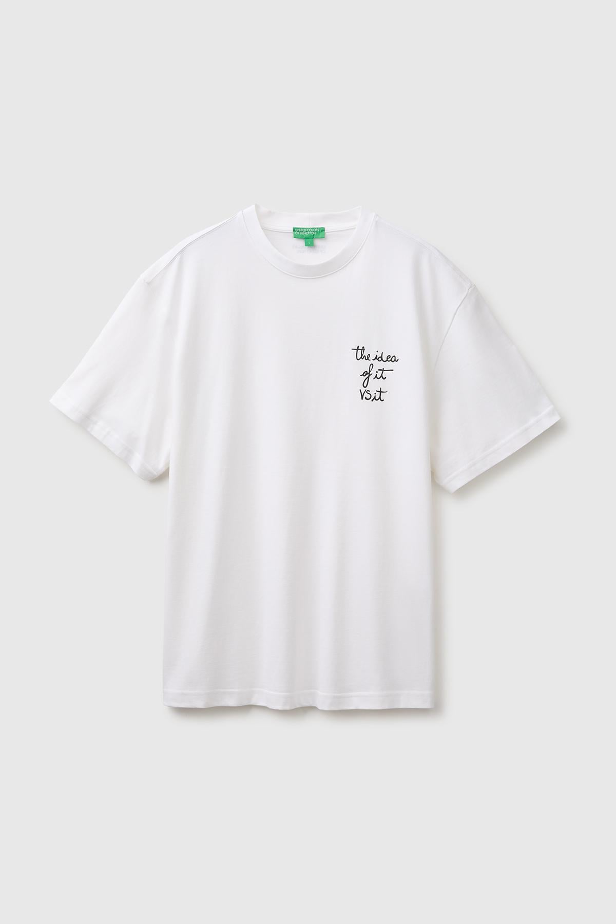 Erkek Beyaz Mix %100 Pamuk Relaxed Fit Kısa Kollu T-Shirt