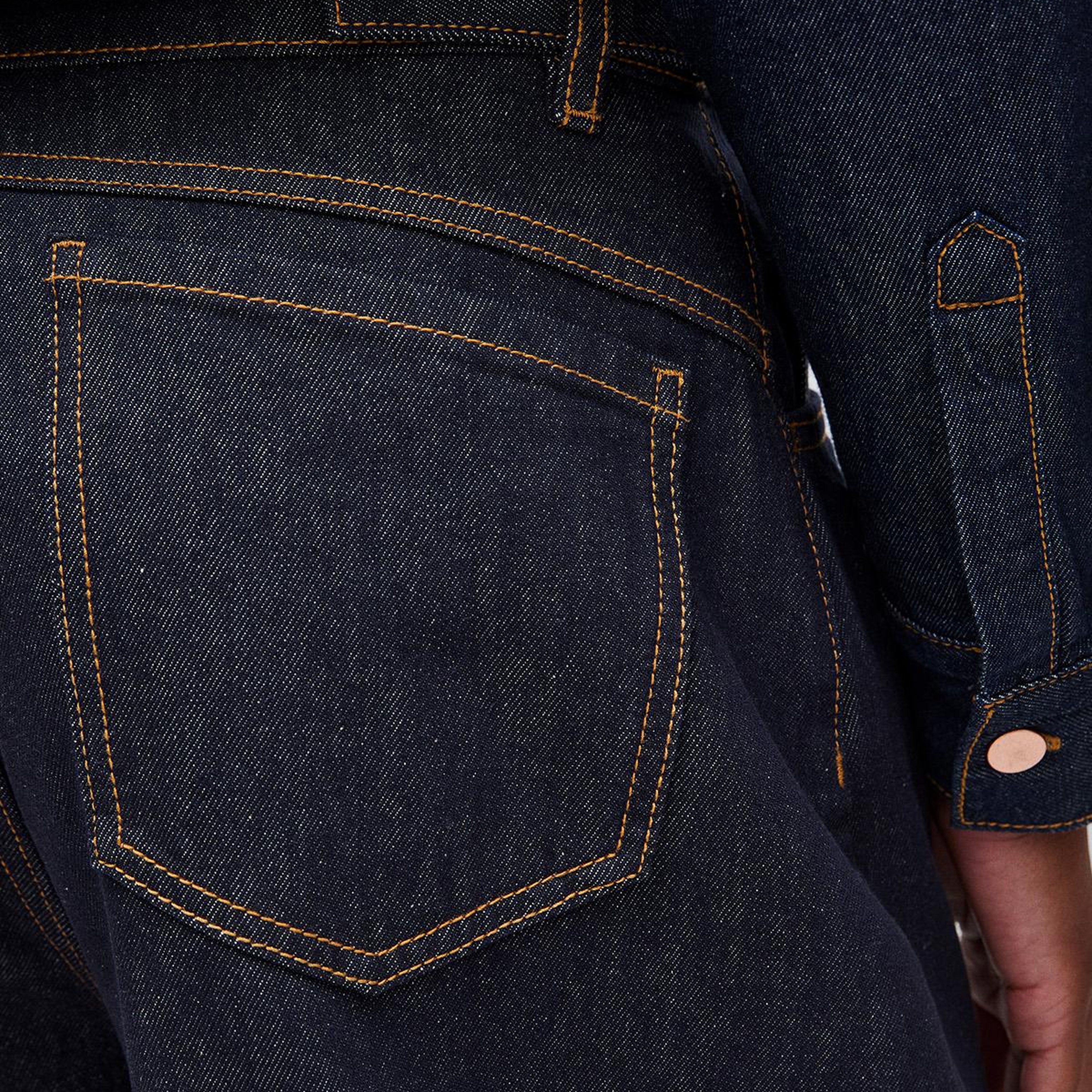 Kadın Koyu Mavi %100 Pamuk Cepli Denim Pantolon