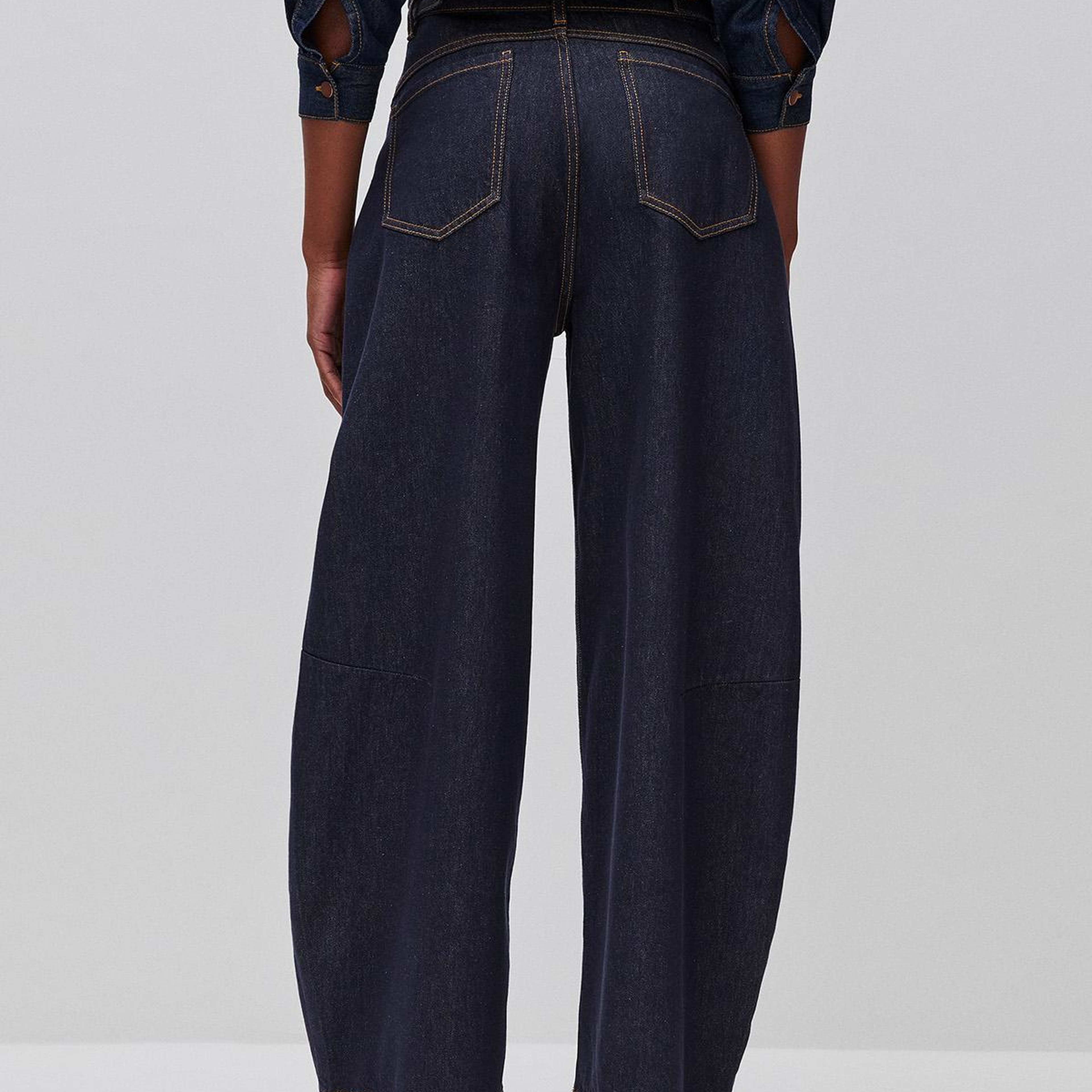 Kadın Koyu Mavi %100 Pamuk Cepli Denim Pantolon