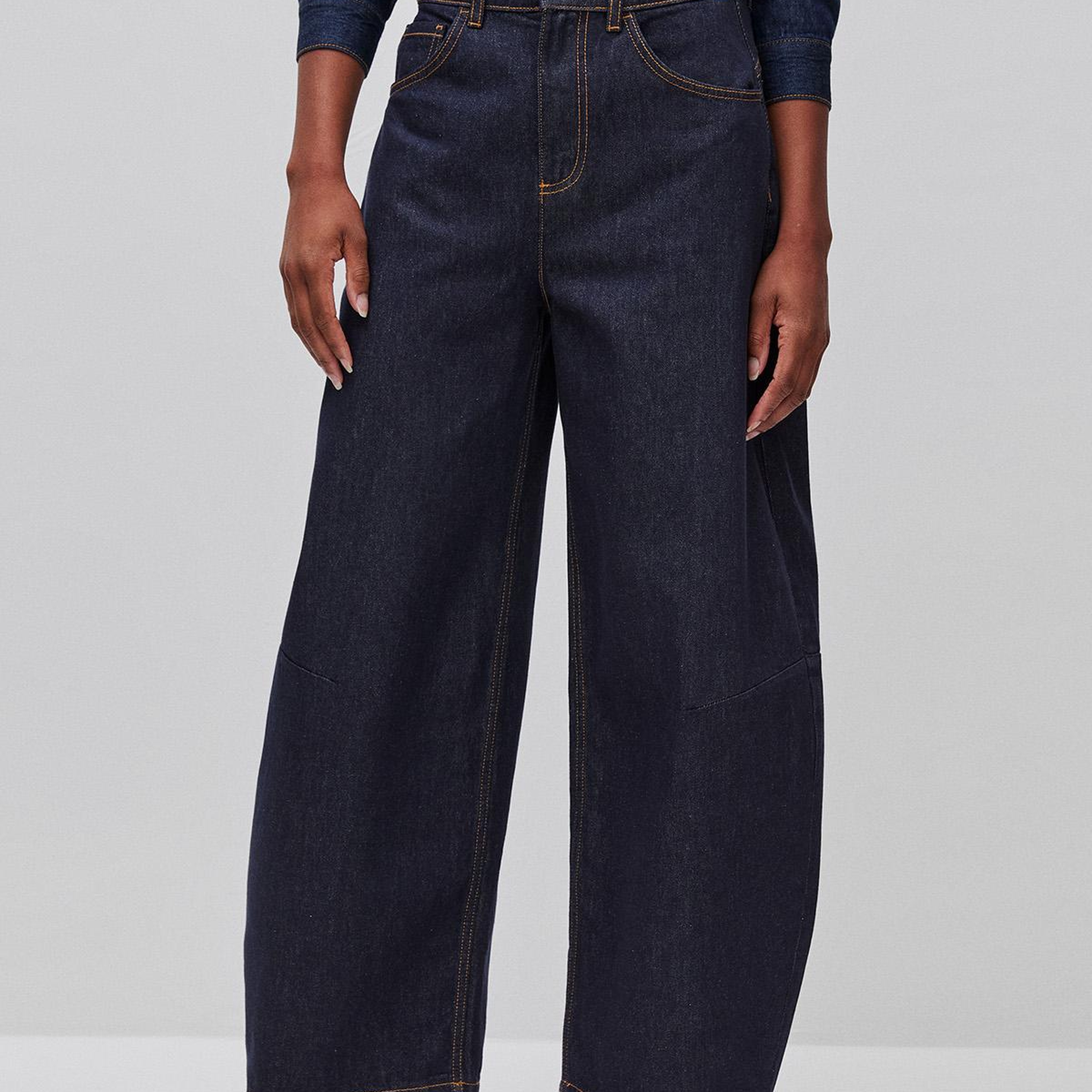 Kadın Koyu Mavi  %100 Pamuk Cepli Denim Pantolon