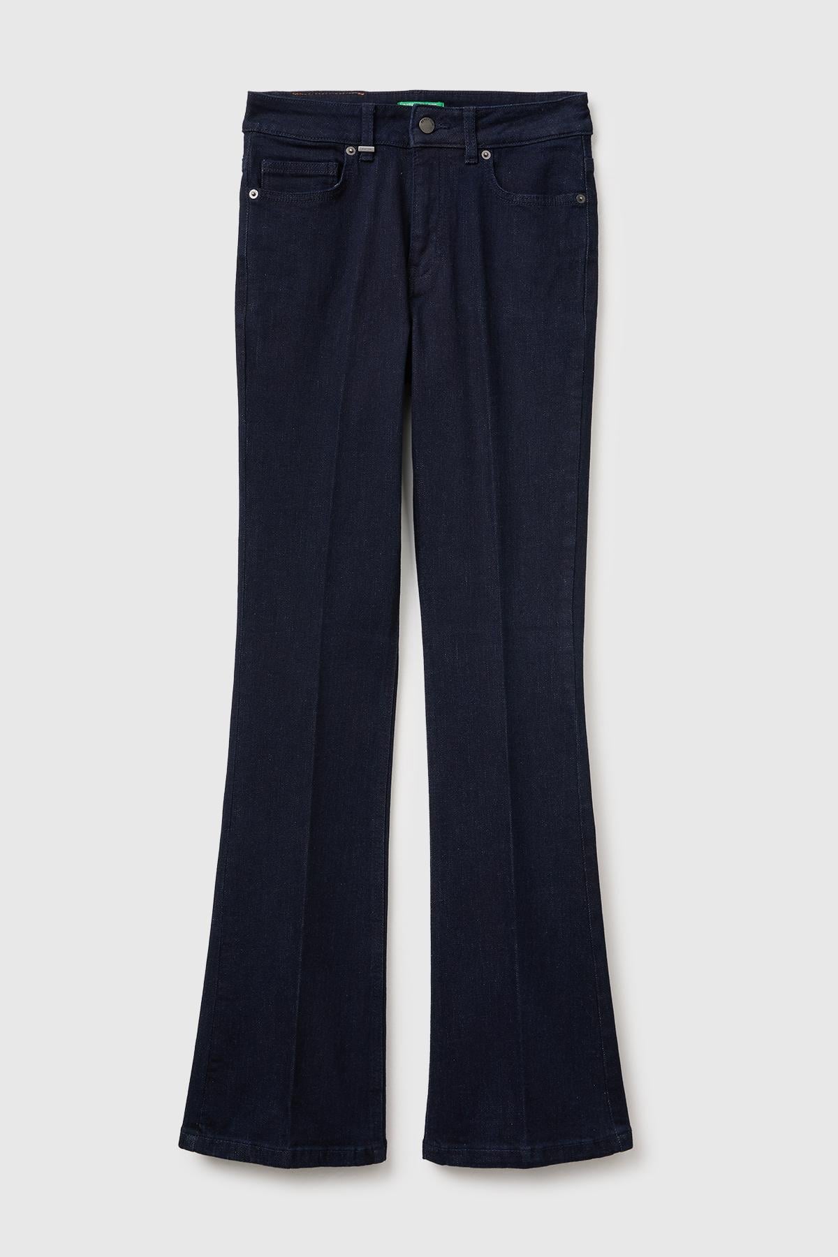 Kadın Koyu Mavi Pamuk Karışımlı Cepli Denim Pantolon