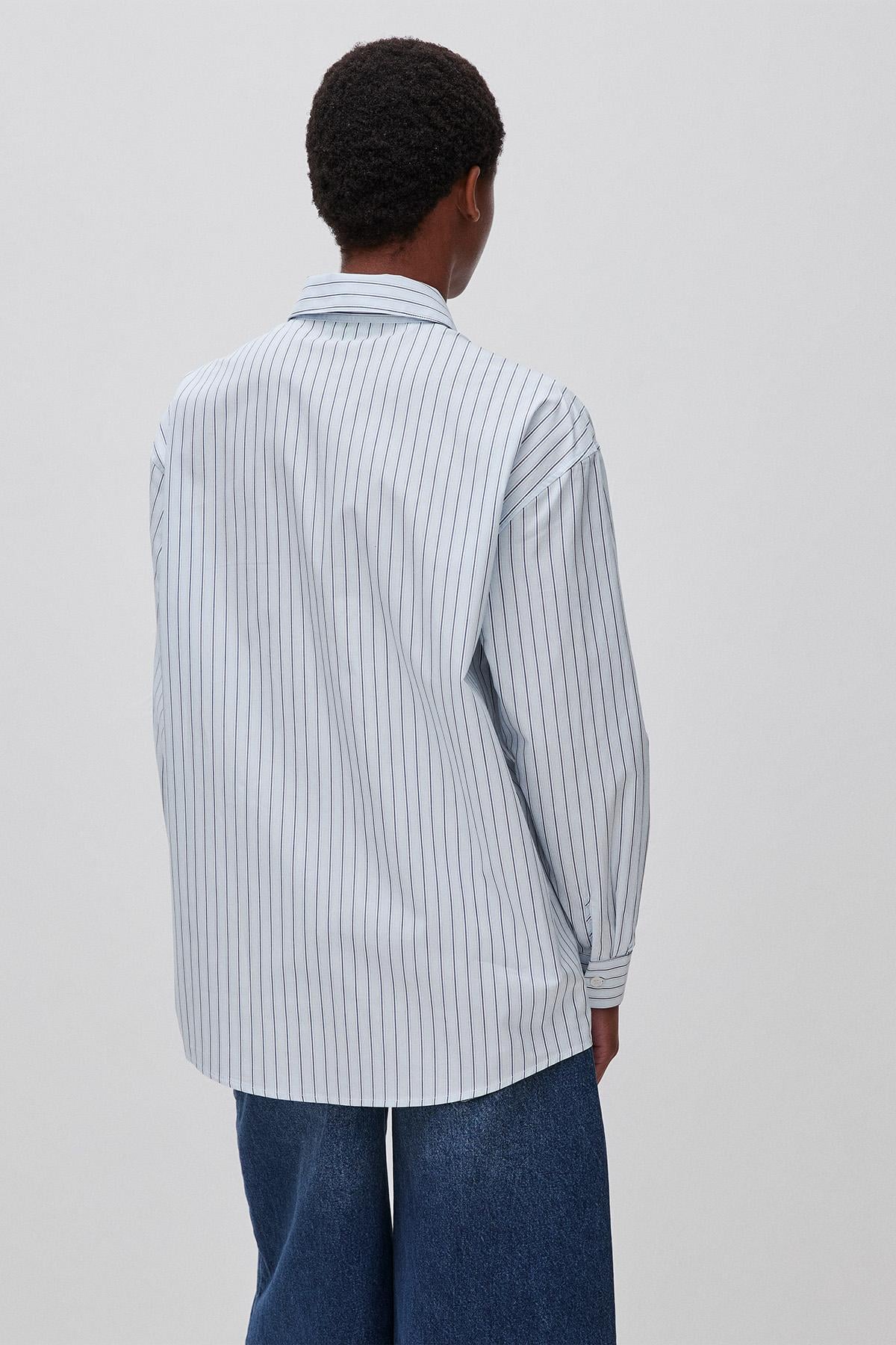 Kadın Mavi %100 Pamuk Denim Gömlek