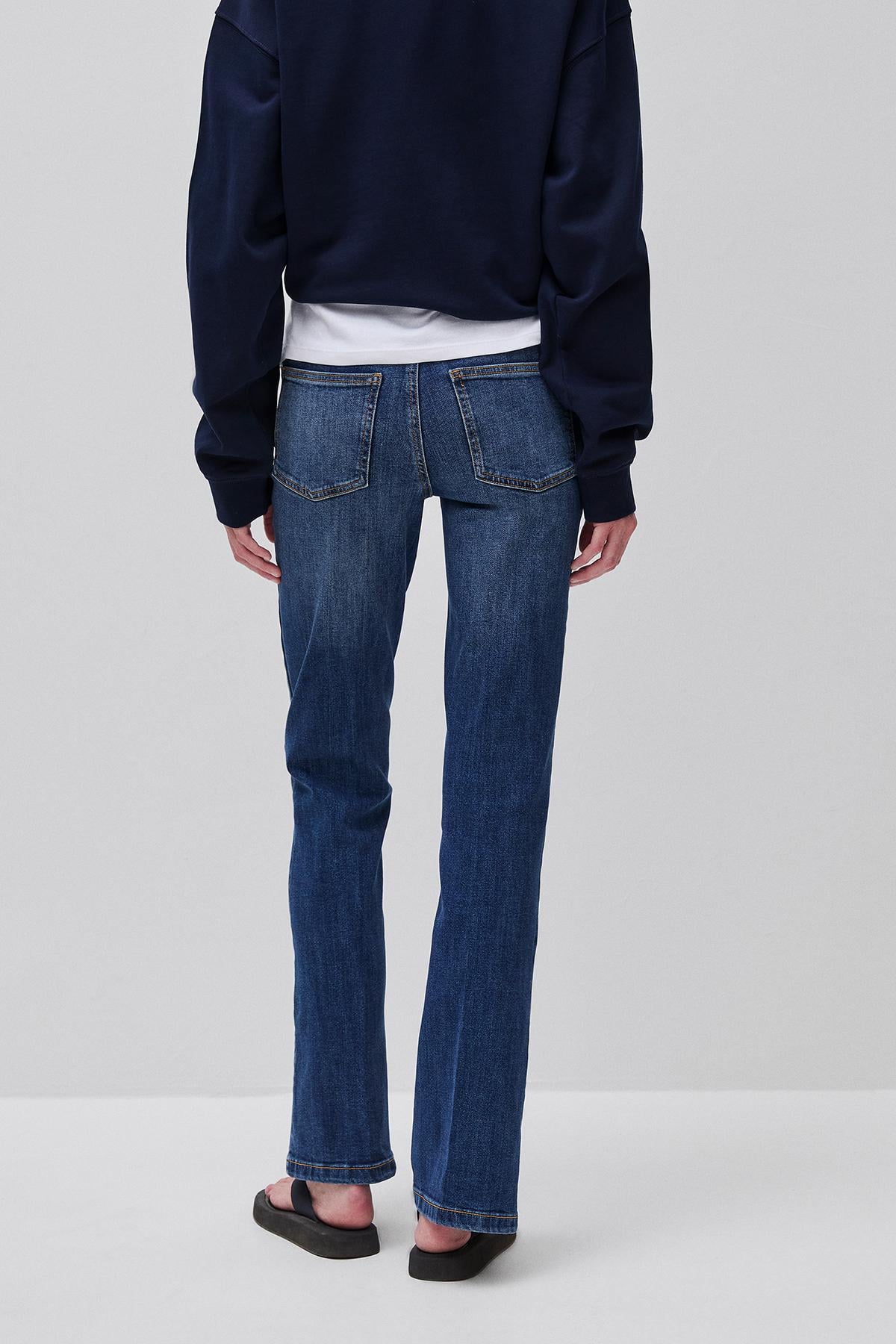 Kadın Mavi Pamuk Karışımlı Cepli Denim Pantolon