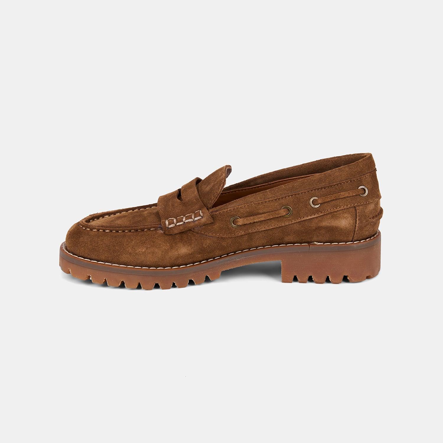 Kadın Taba Dikiş Detaylı Kalın Tabanlı Süet Loafer