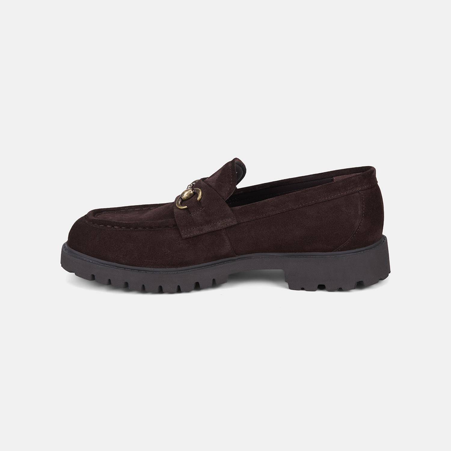 Erkek Acı Kahve Vintage Tokalı Süet Loafer