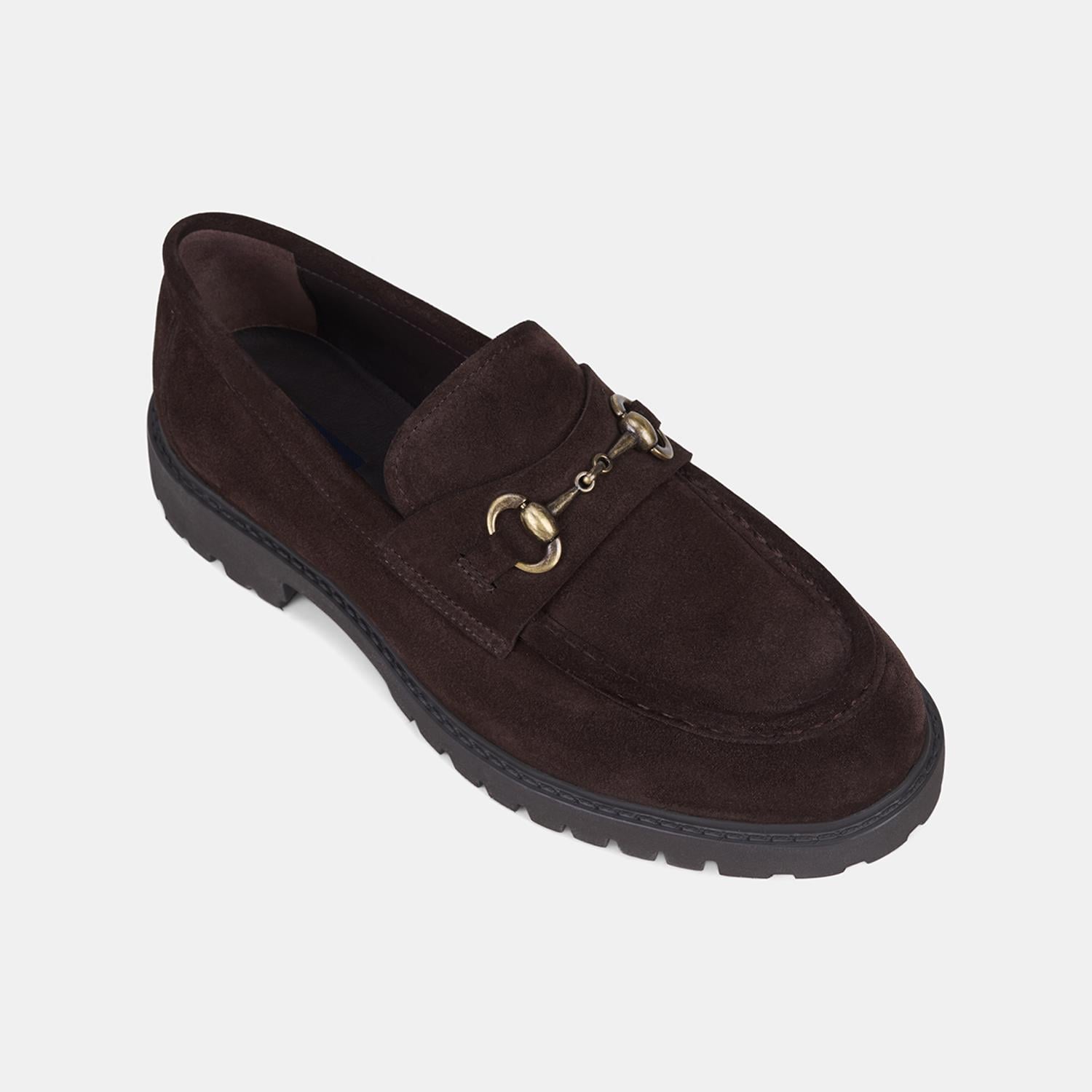 Erkek Acı Kahve Vintage Tokalı Süet Loafer