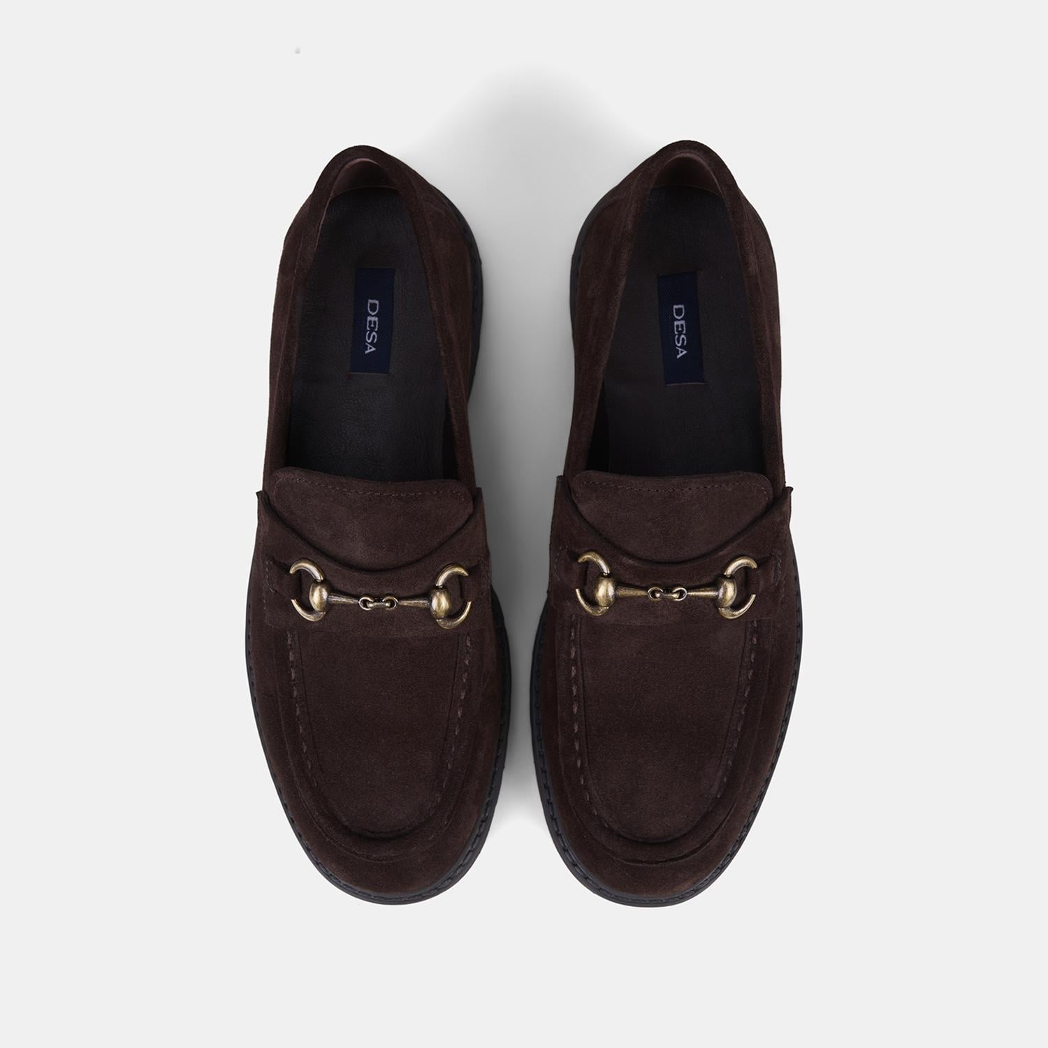 Erkek Acı Kahve Vintage Tokalı Süet Loafer