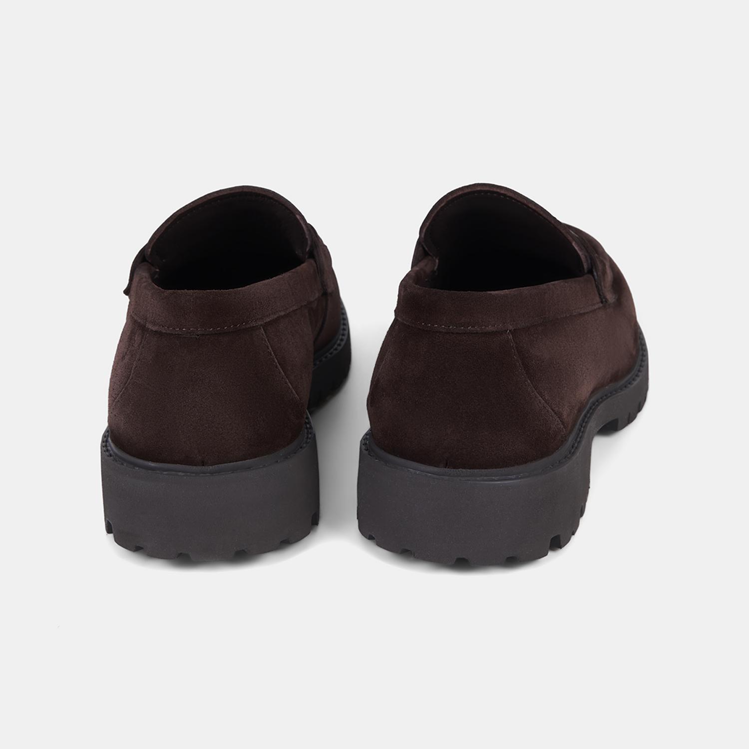 Erkek Acı Kahve Vintage Tokalı Süet Loafer