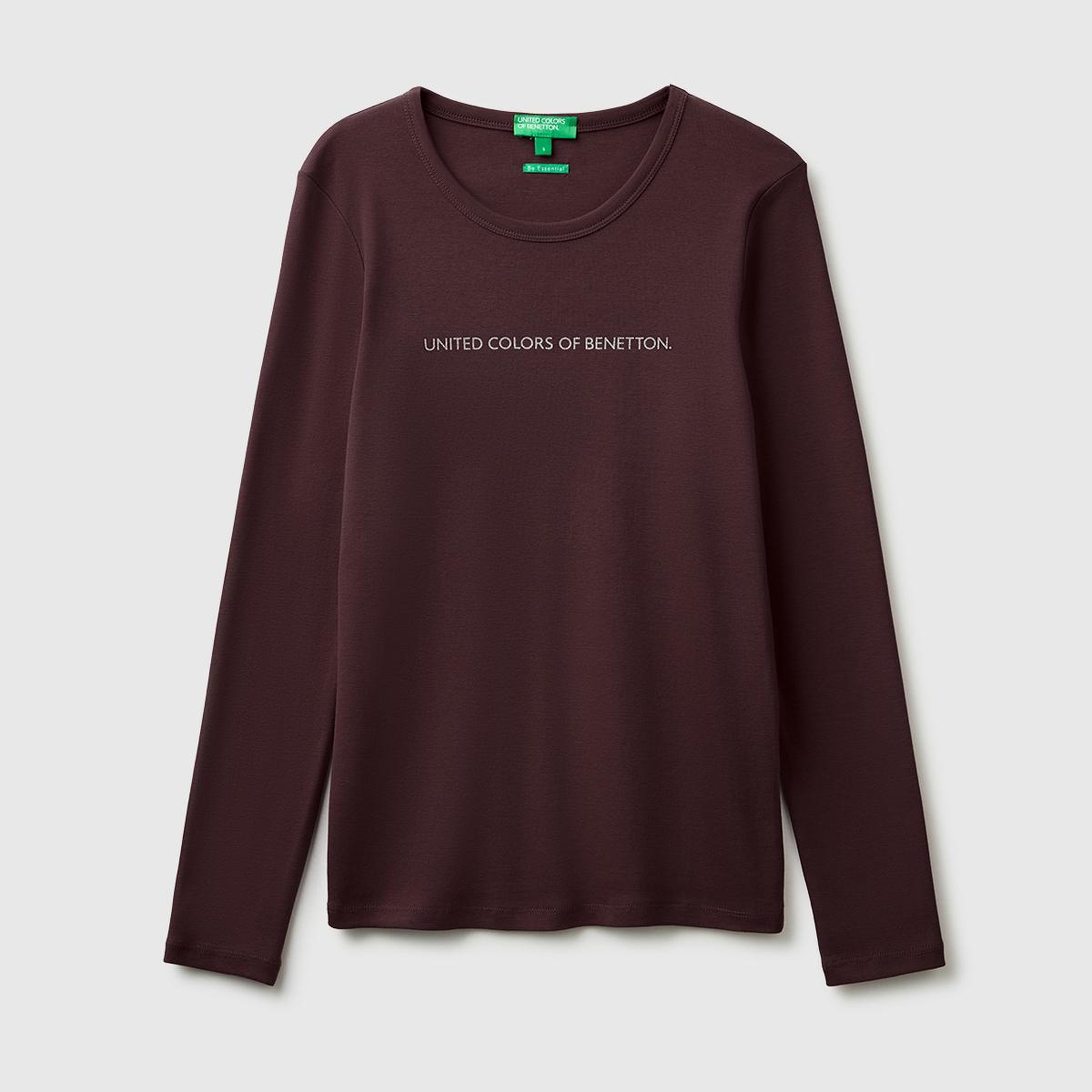 Kadın Kahverengi %100 Pamuk Regular Fit Ribanalı Uzun Kollu T-Shirt