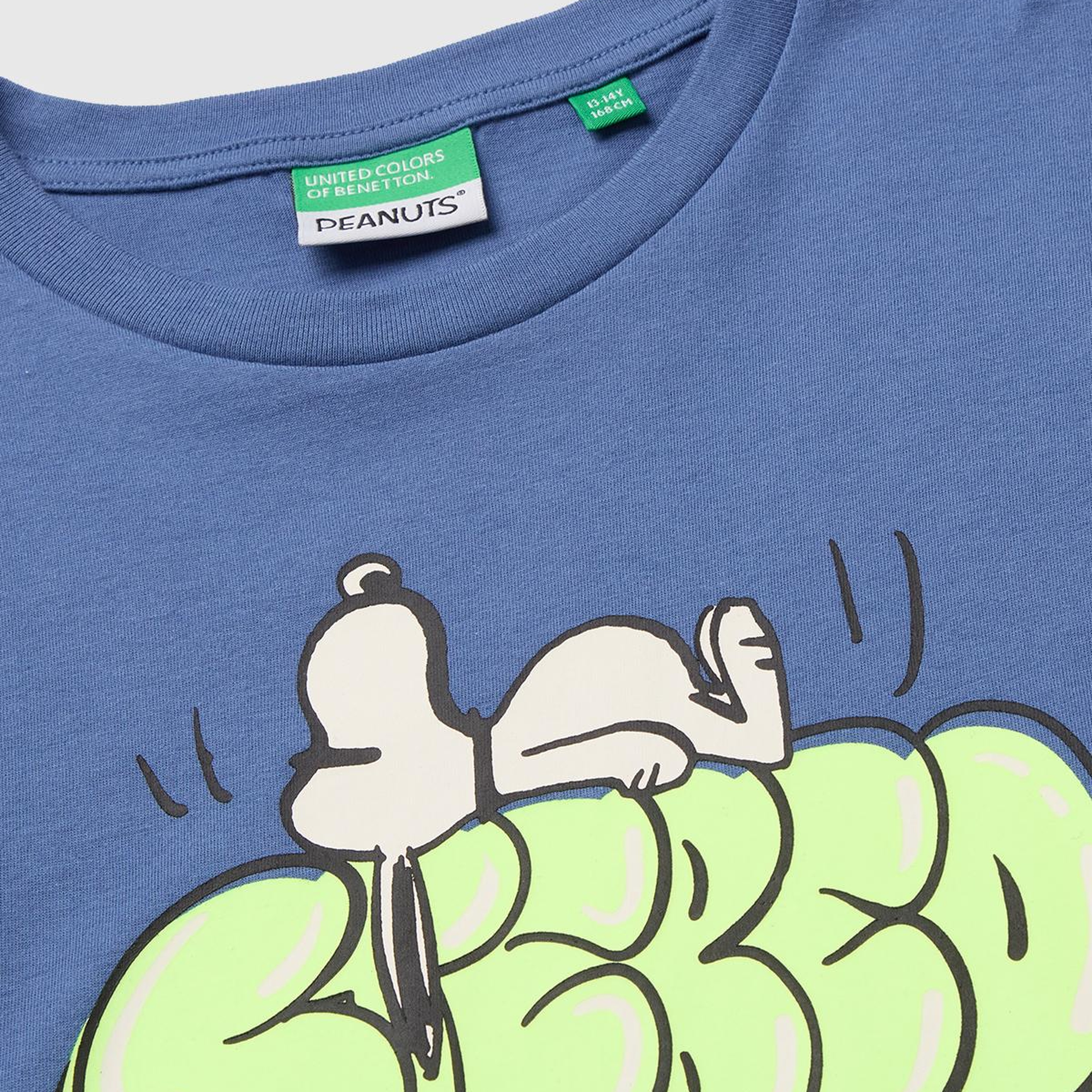 Erkek Çocuk Mavi Önü Snoopy Baskılı Oversize Uzun Kollu Tişört