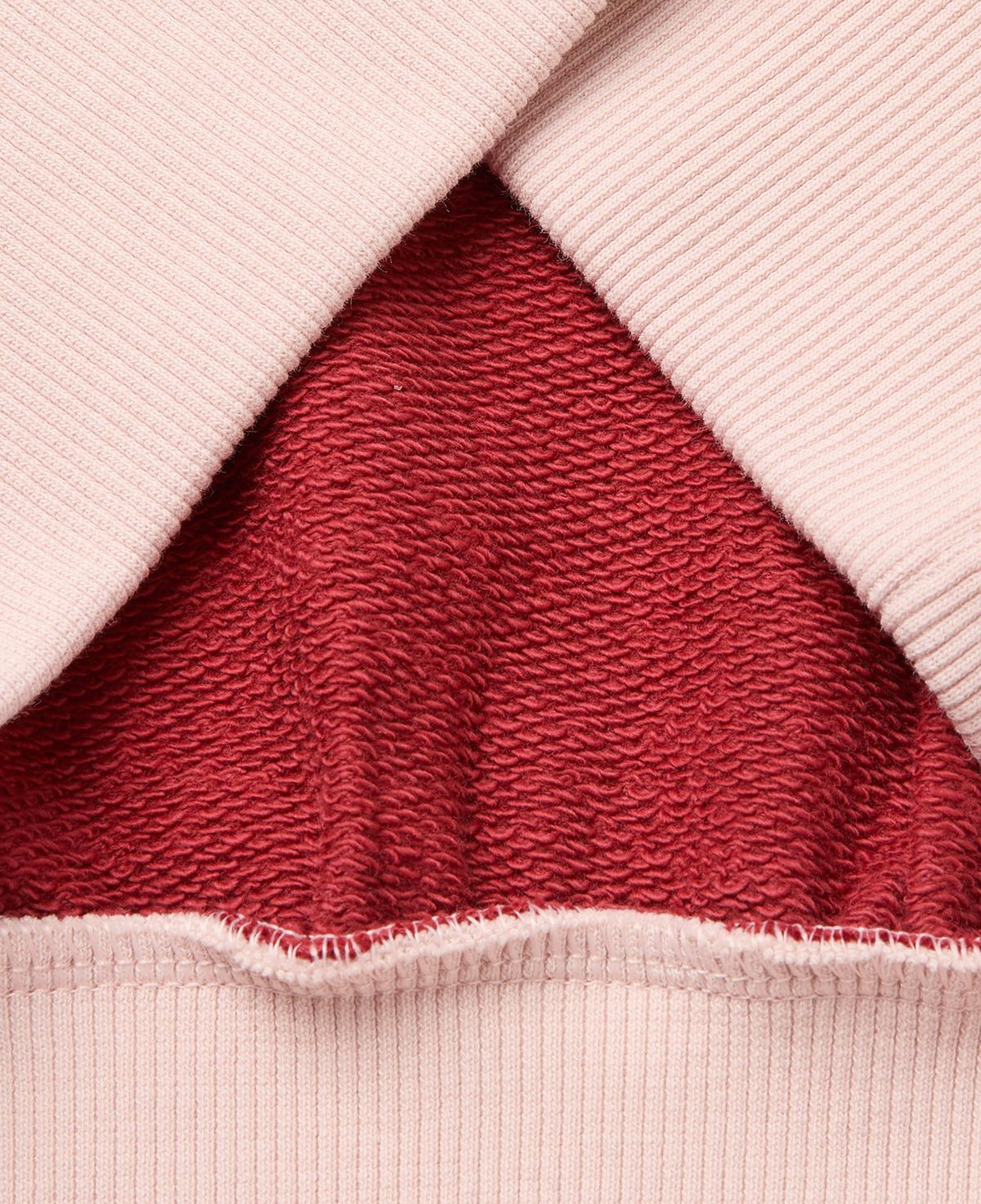 Kız Çocuk Pudra İşlemeli Renk Bloklu Reglan Kollu Bisiklet Yaka Sweatshirt