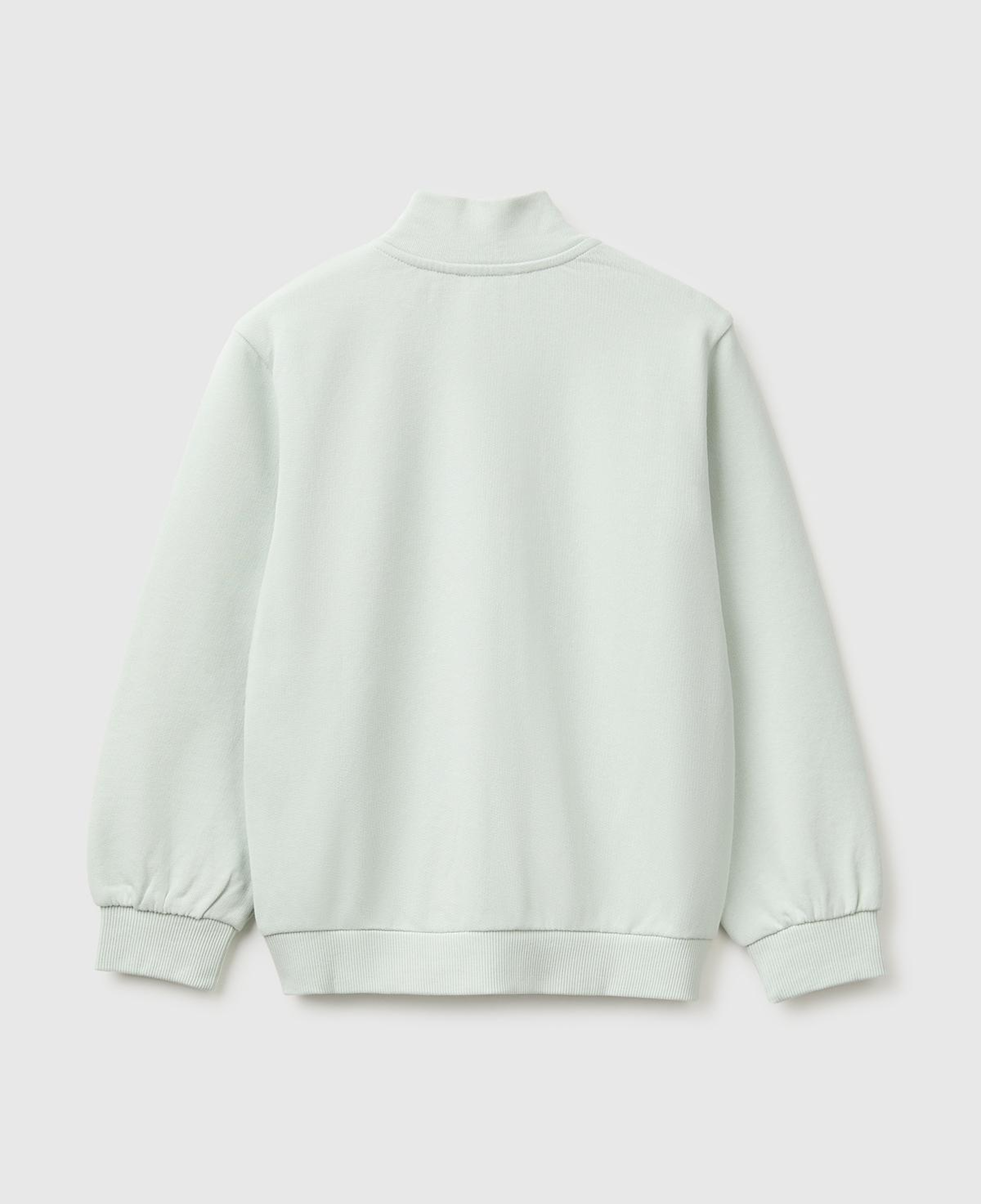 Kız Çocuk Su Yeşili Önü İşlemeli Ribanalı Boğazlı Fermuarlı Dik Yaka Sweatshirt