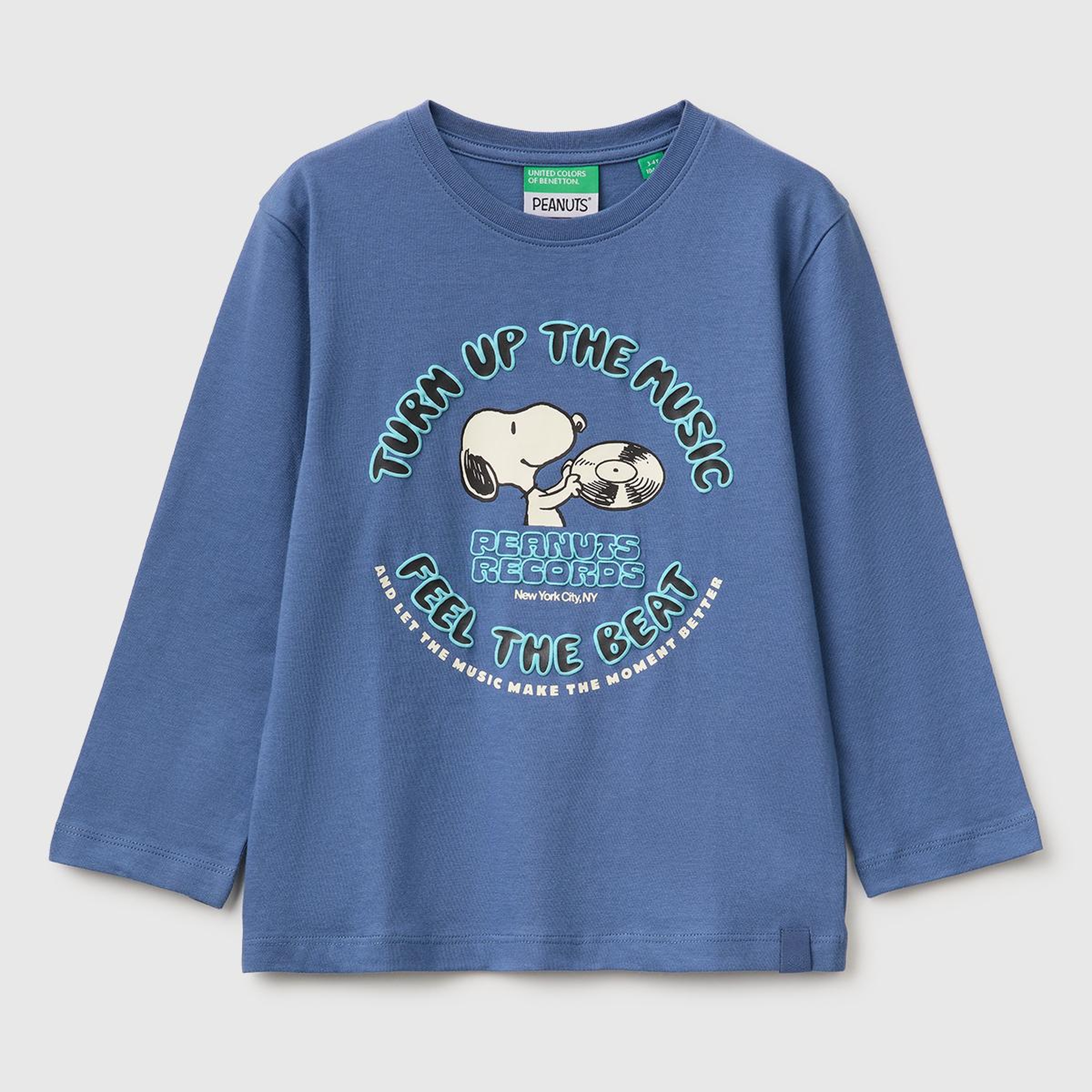 Erkek Çocuk Mavi Önü Snoopy Baskılı Uzun Kollu Tişört
