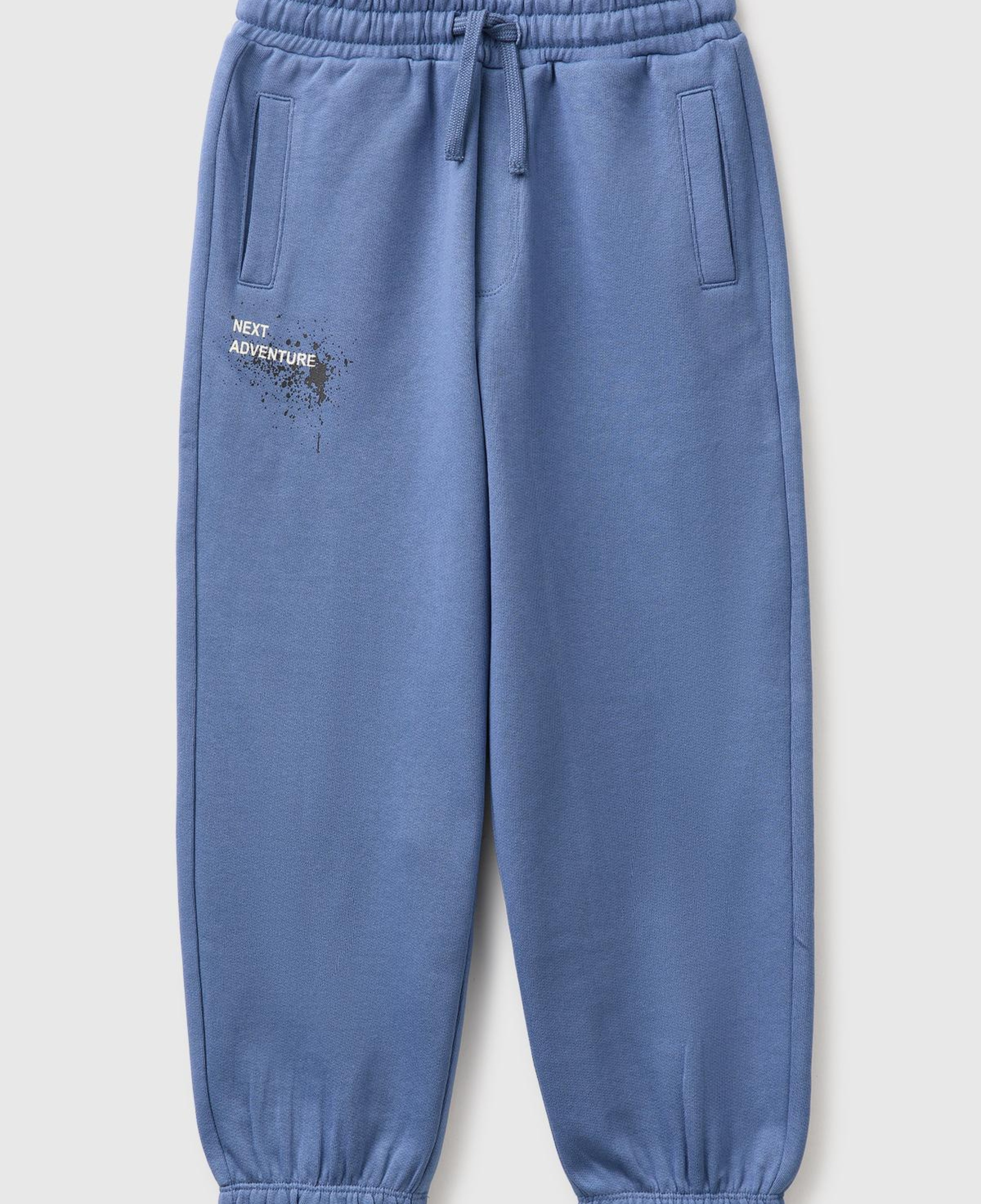 Erkek Çocuk Mavi Beli İpli Paçası Lastikli Cepli Eşofman Altı