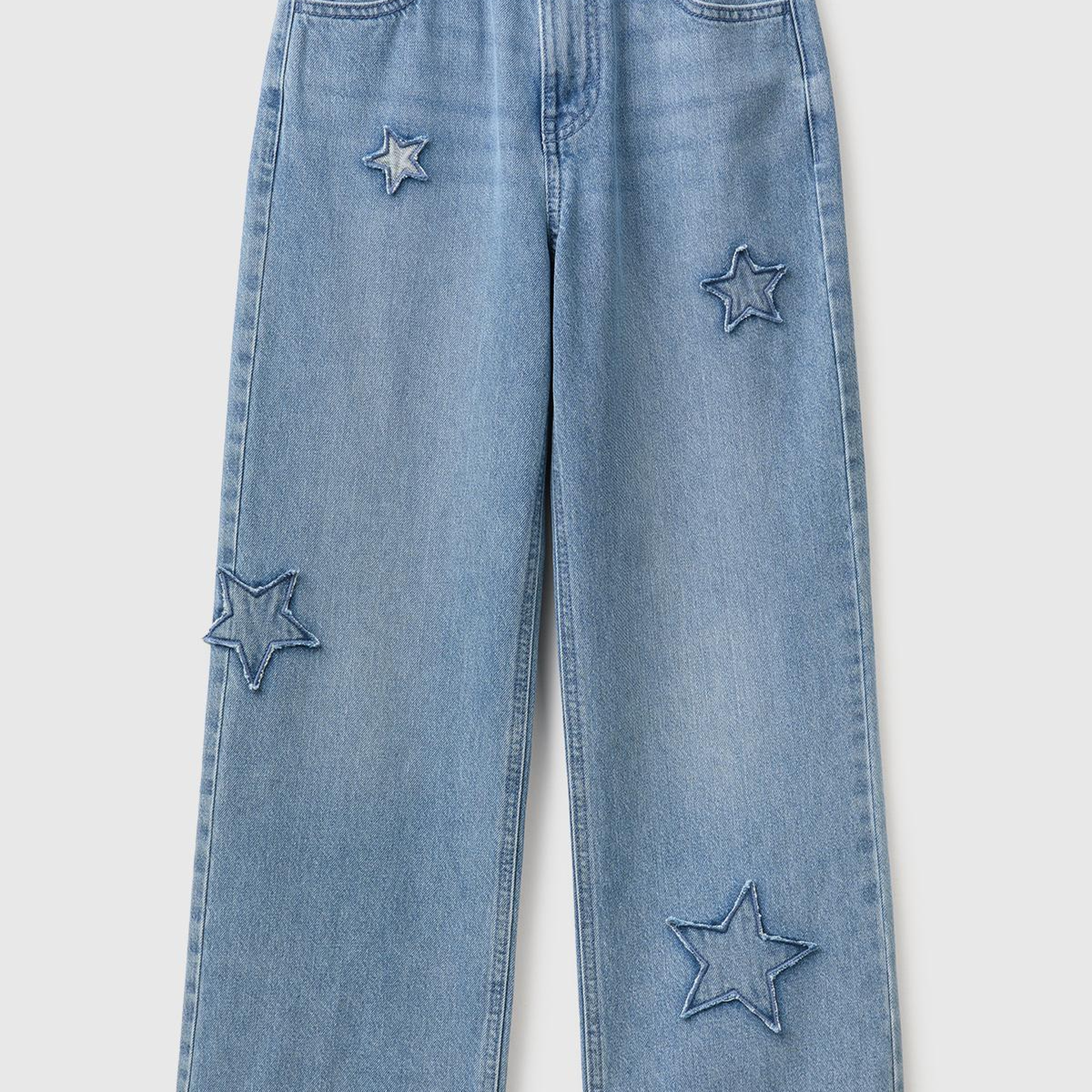 Kız Çocuk Açık Denim Düz Paça Denim Pantolon