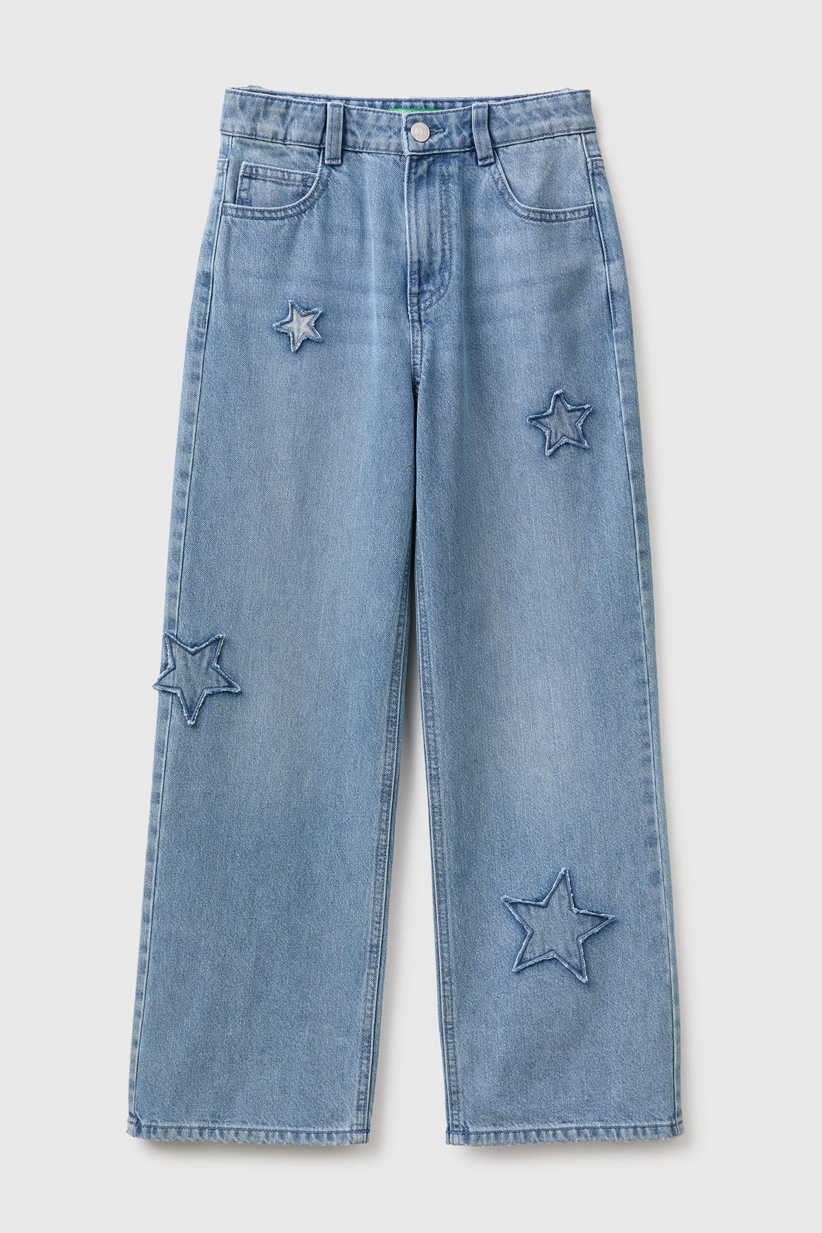 Kız Çocuk Açık Denim Düz Paça Denim Pantolon