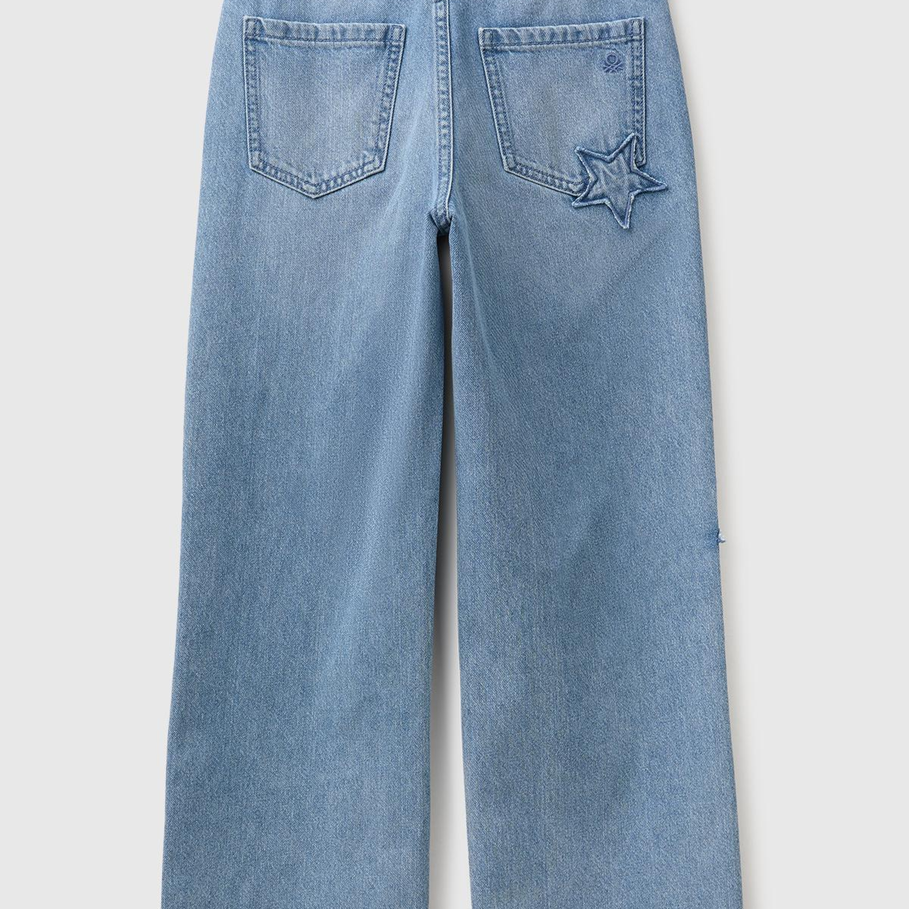 Kız Çocuk Açık Denim Düz Paça Denim Pantolon