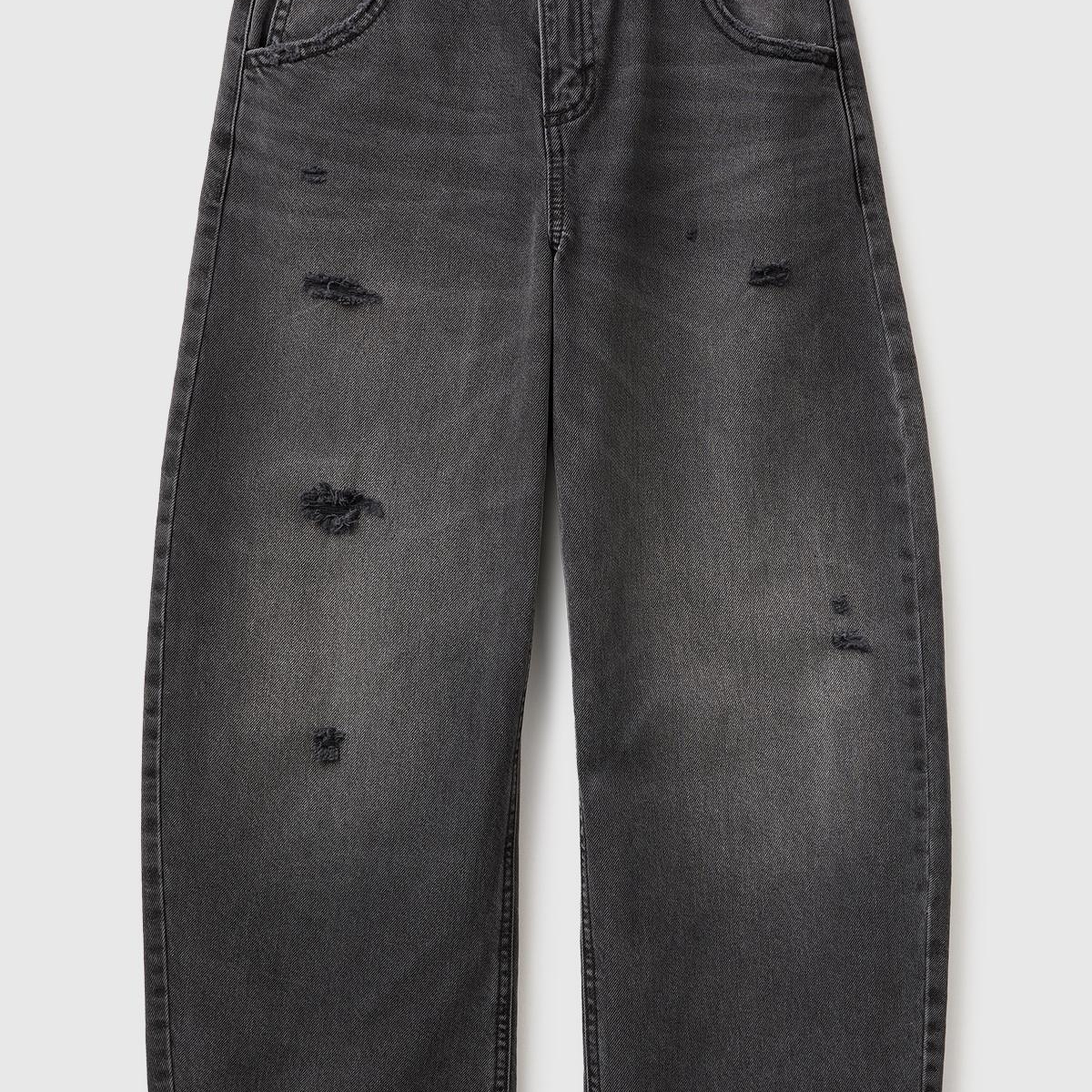 Erkek Çocuk Siyah Arka Logo İşlemeli Cepli Denim Pantolon