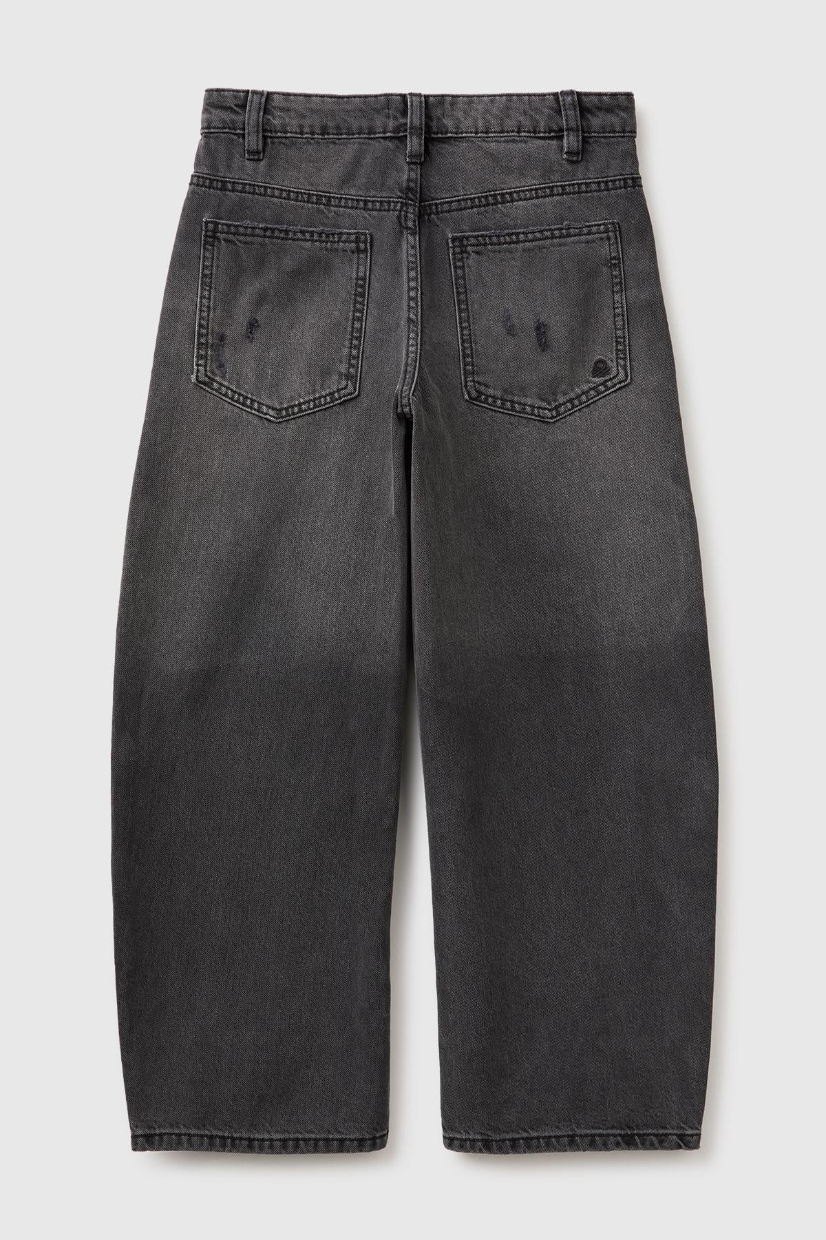 Erkek Çocuk Siyah Arka Logo İşlemeli Cepli Denim Pantolon