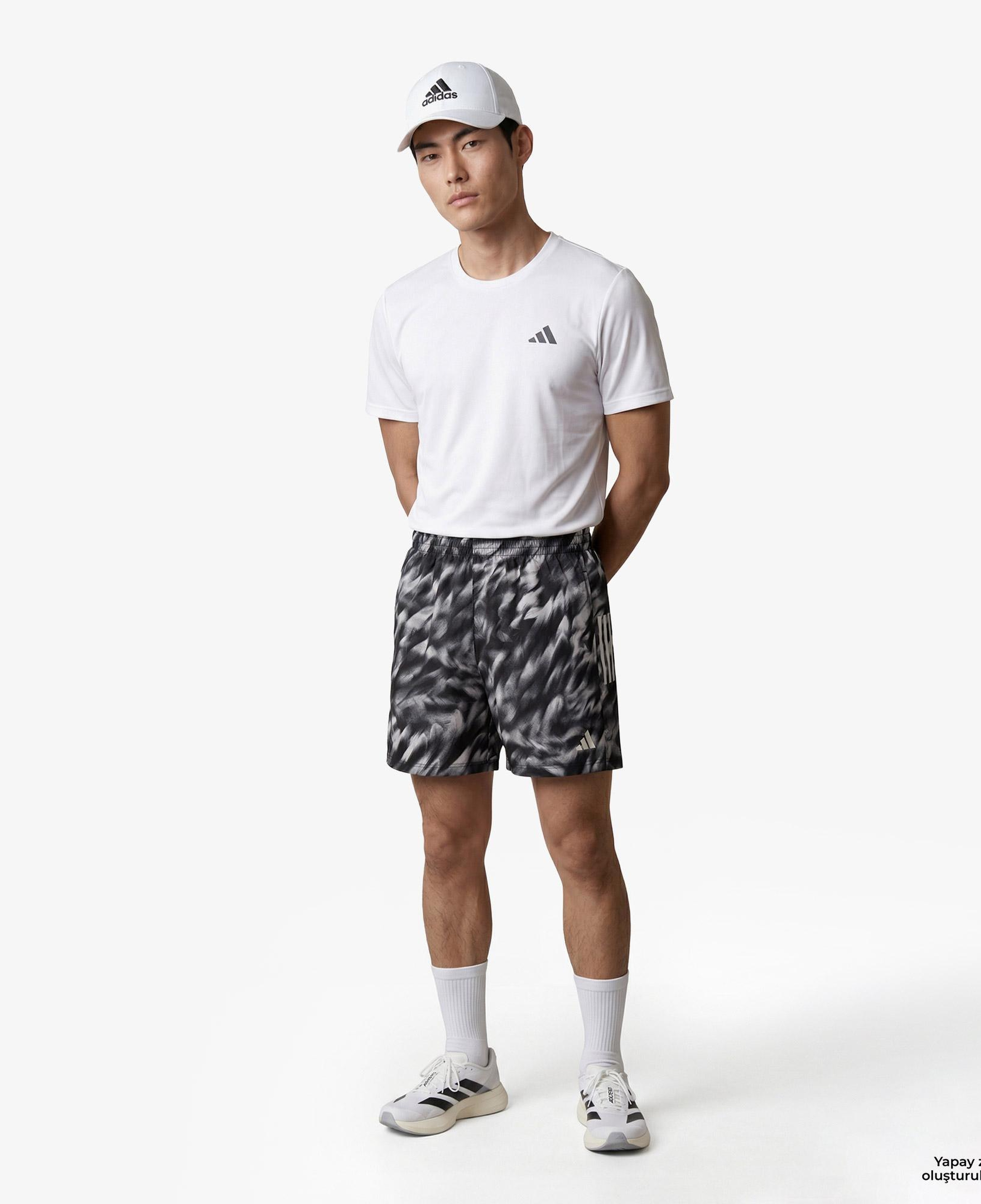 adidas Own The Run Allover Print Erkek Gri Koşu Şortu