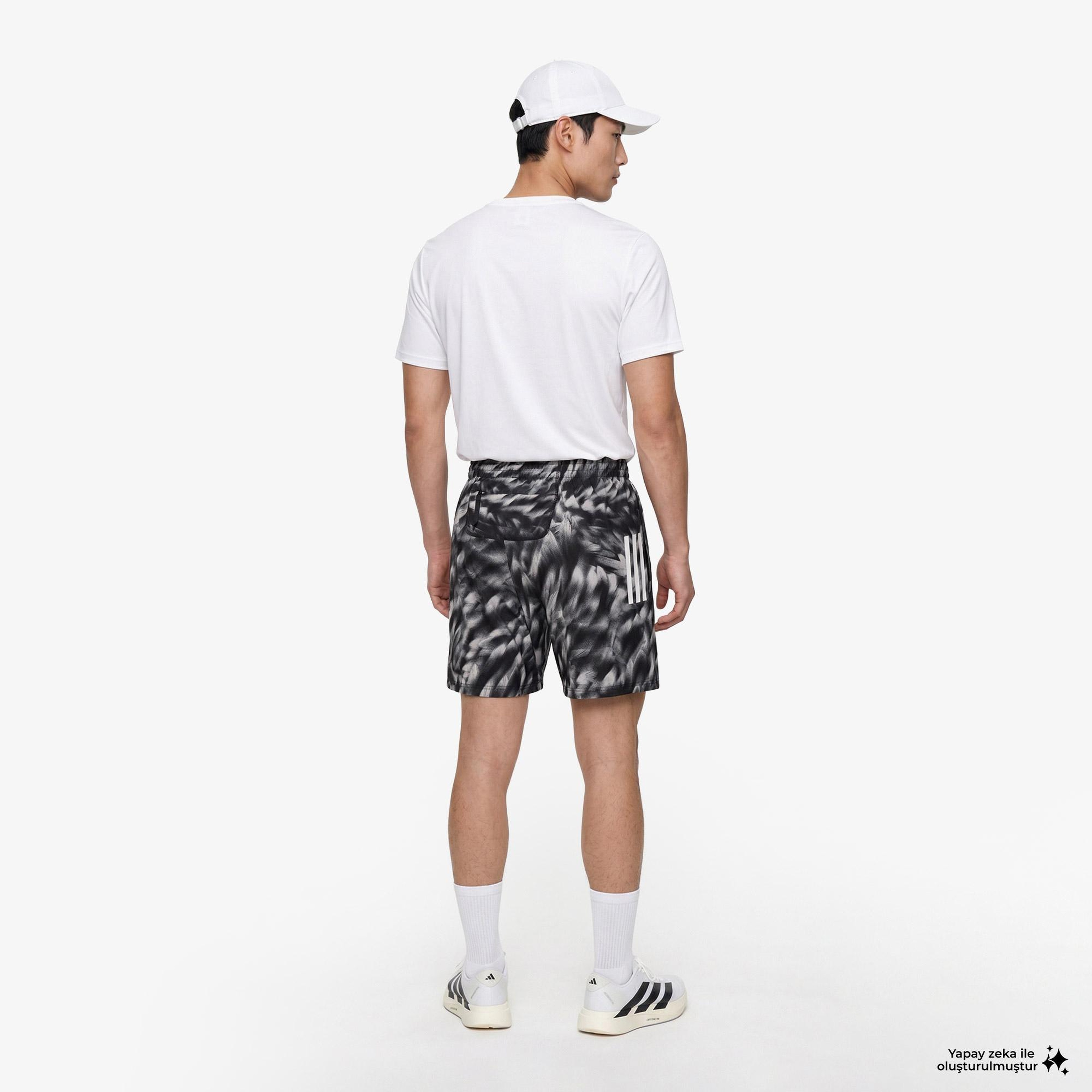 adidas Own The Run Allover Print Erkek Gri Koşu Şortu
