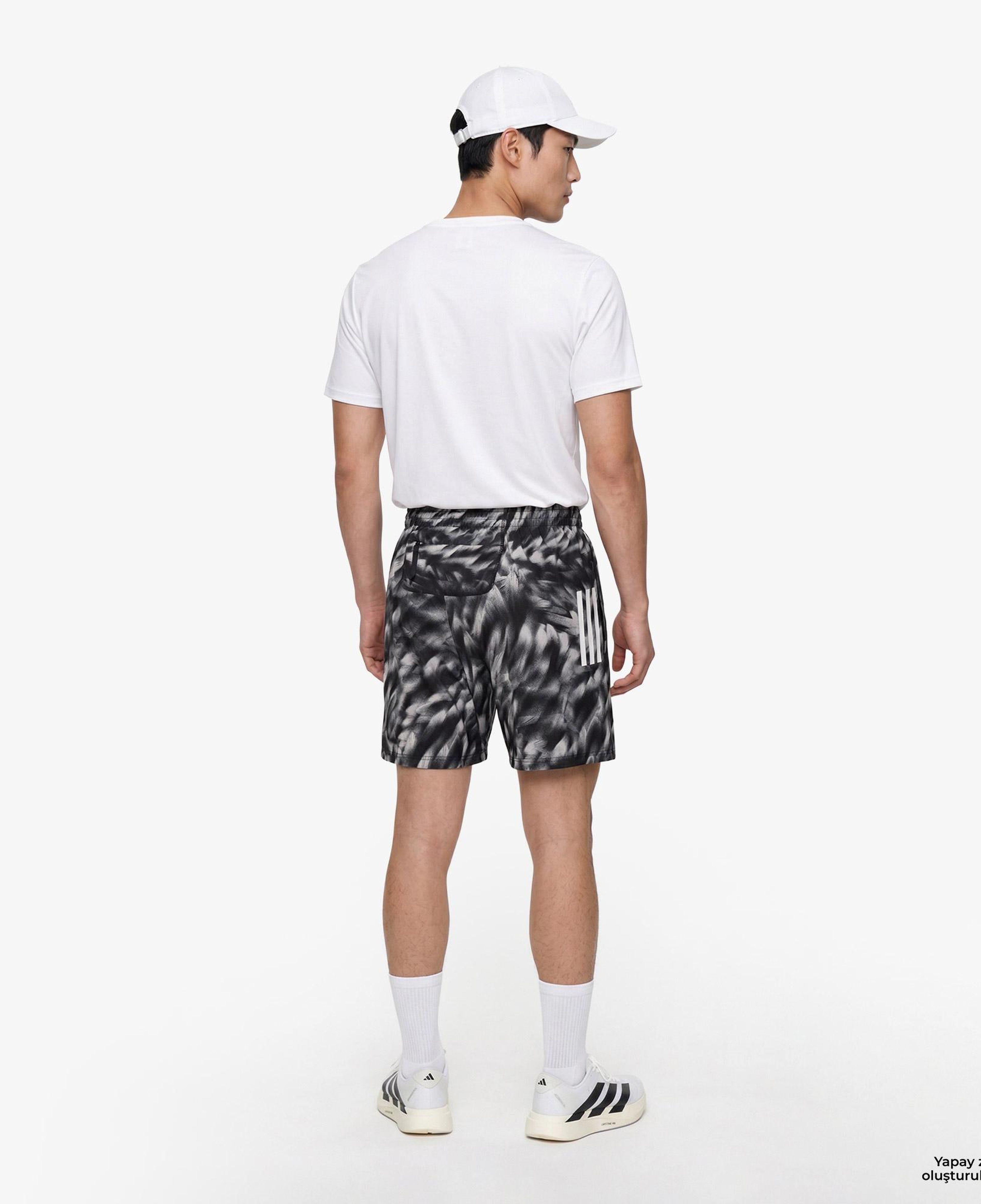 adidas Own The Run Allover Print Erkek Gri Koşu Şortu