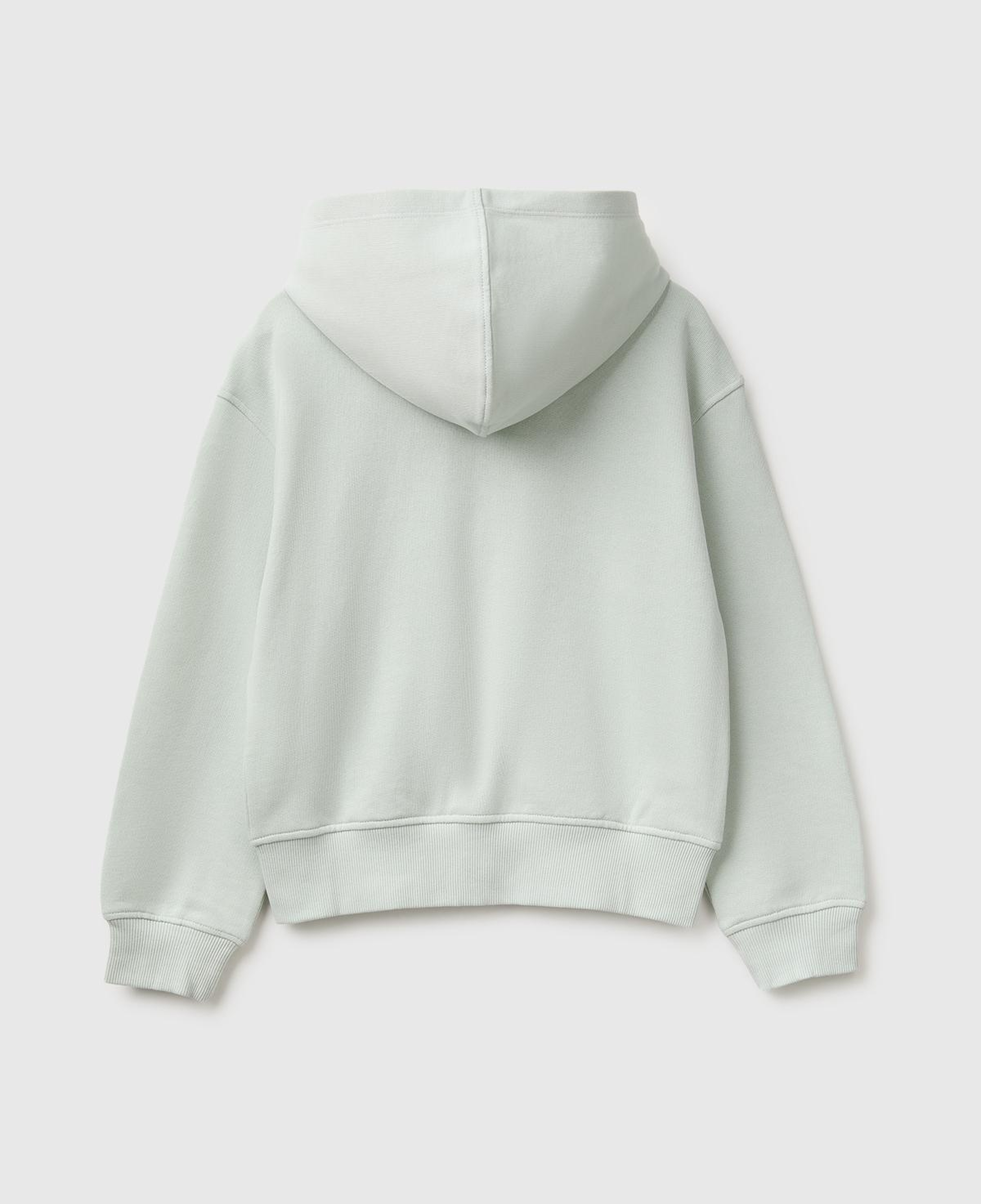Kız Çocuk Su Yeşili Önü İşlemeli Ribanalı Cepli Kapüşonlu Fermuarlı Sweatshirt