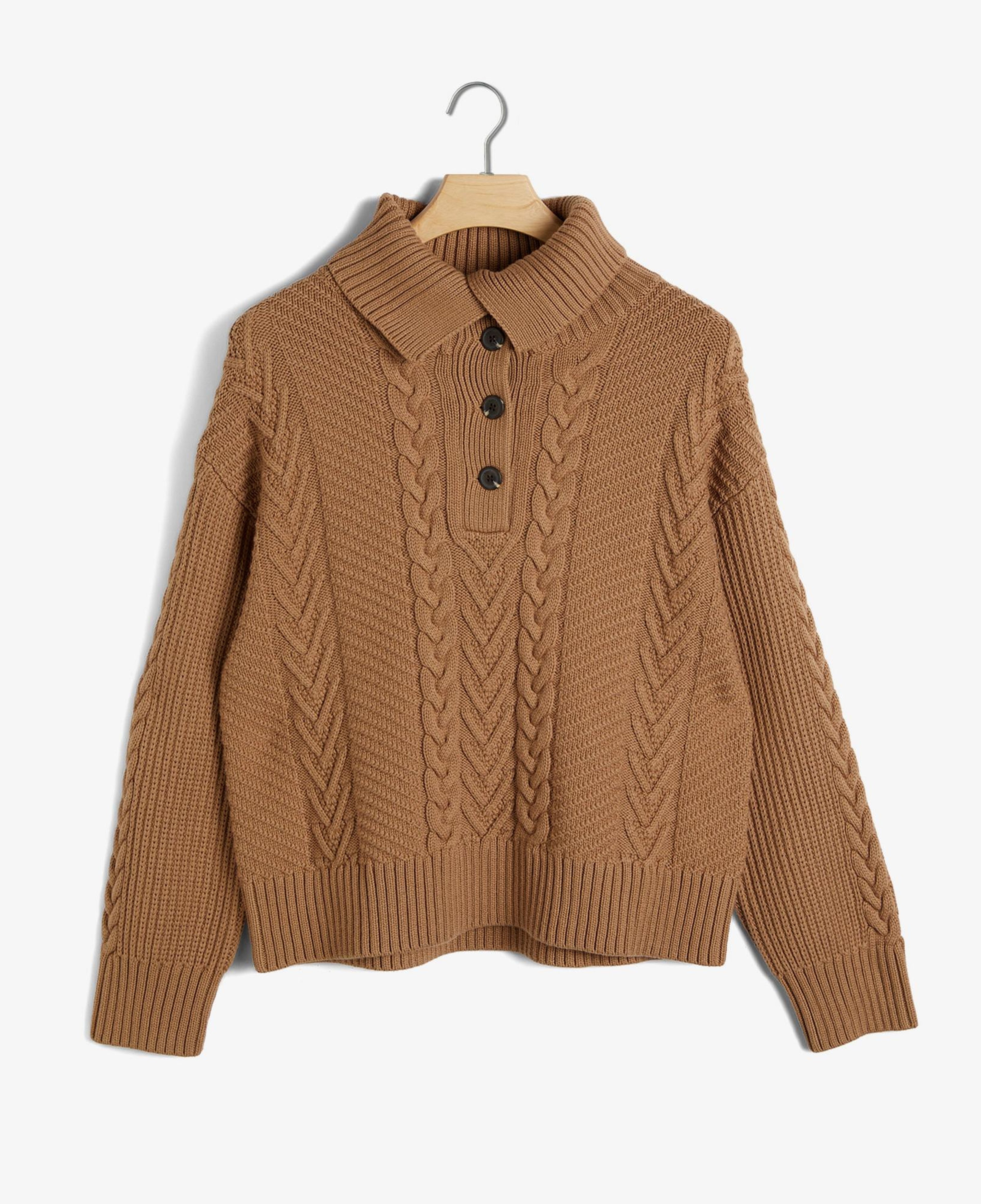 GANT Kadın Kahverengi Relaxed Fit Klasik Yaka Desenli Kazak