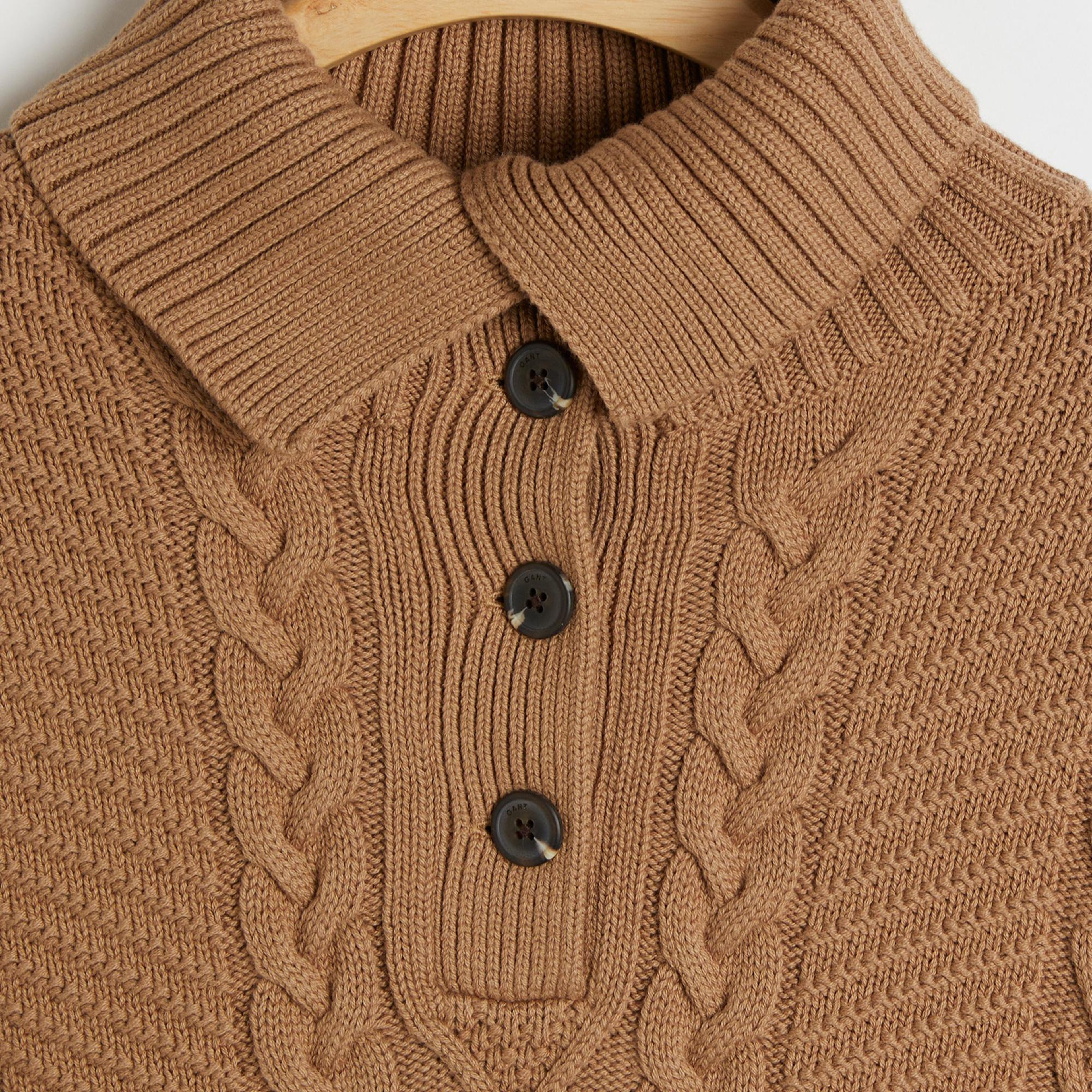 GANT Kadın Kahverengi Relaxed Fit Klasik Yaka Desenli Kazak