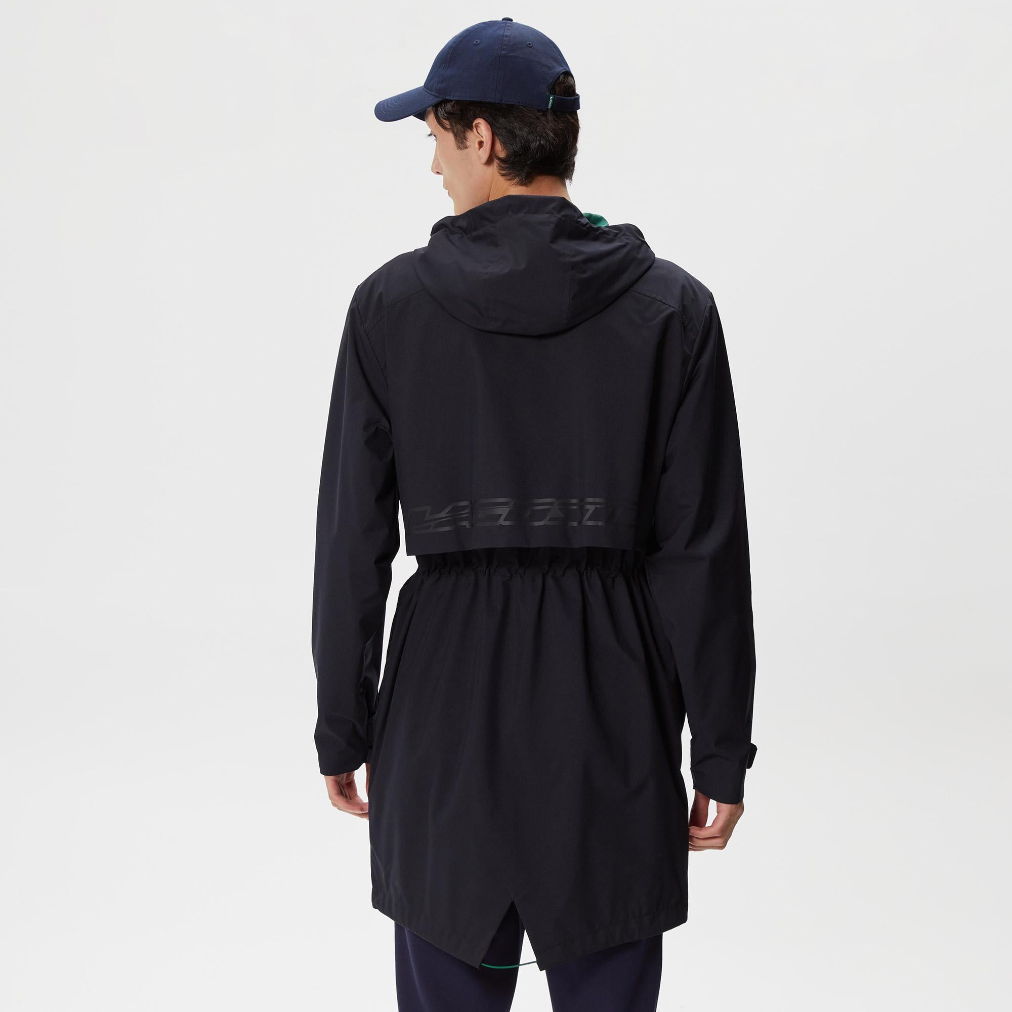 Lacoste Erkek Regular Fit Kapüşonlu Baskılı Lacivert Mont