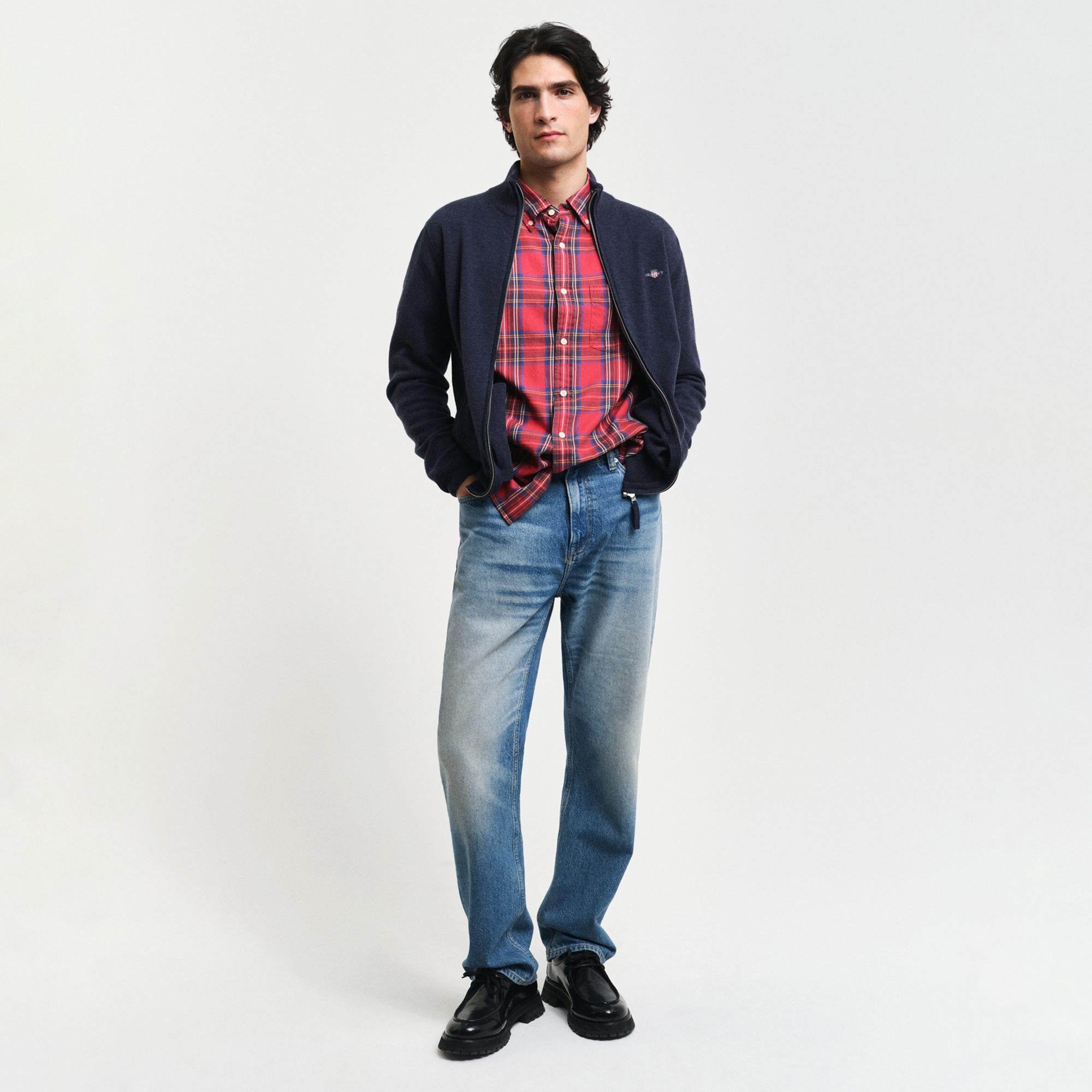 GANT Erkek Lacivert Regular Fit Uzun Kollu Hırka