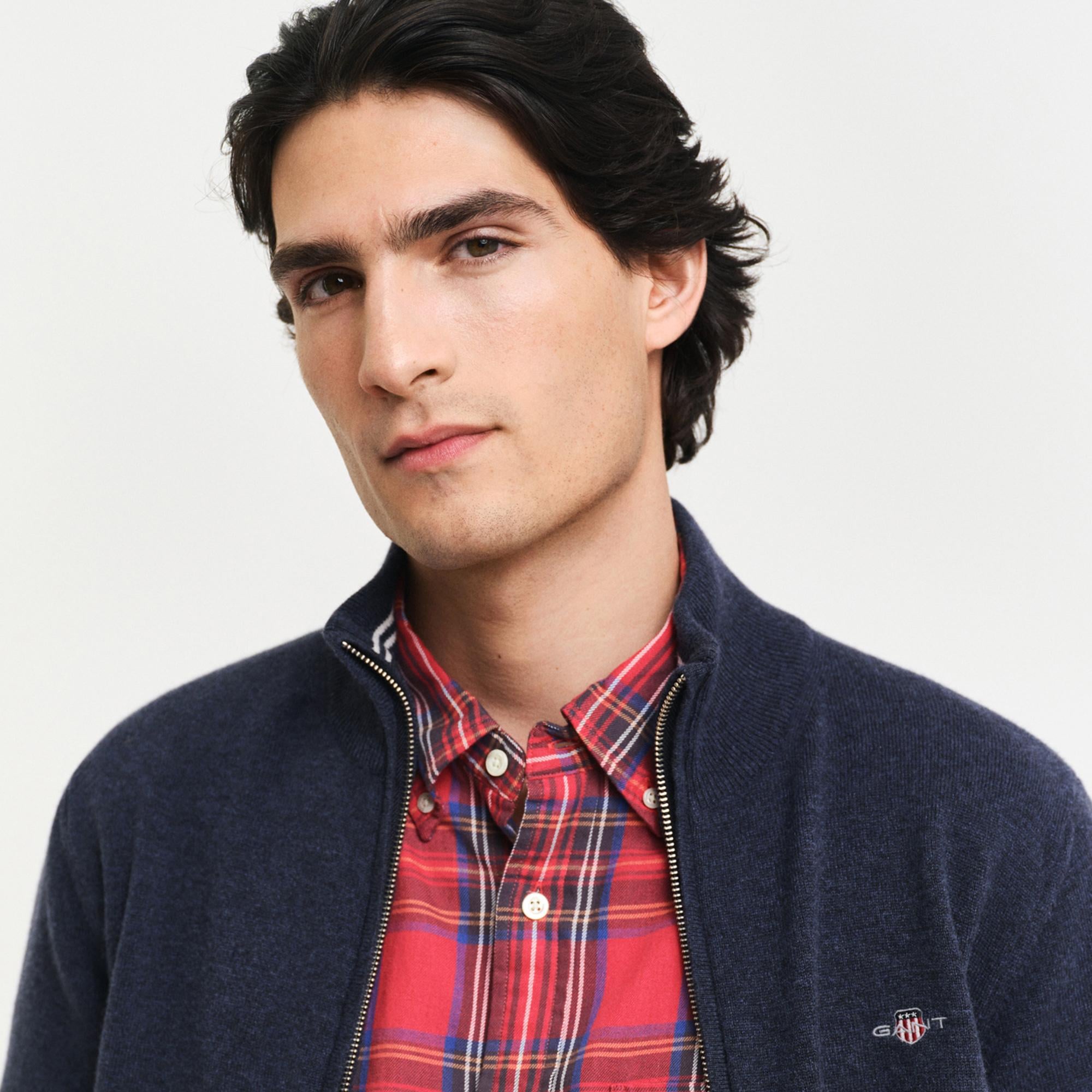 GANT Erkek Lacivert Regular Fit Uzun Kollu Hırka