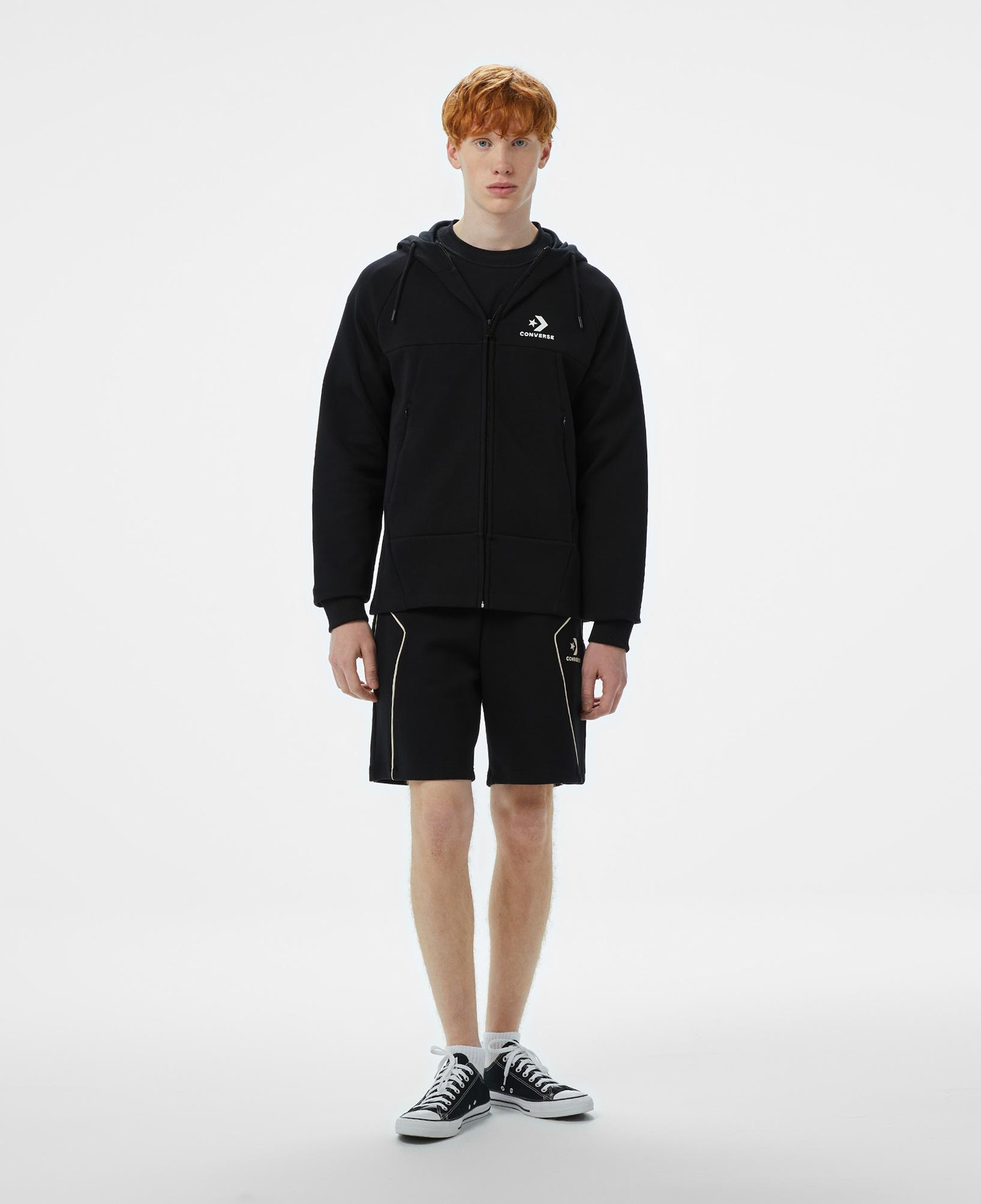 Converse Star Chevron Baskılı Erkek Regular Fit Siyah Hoodie