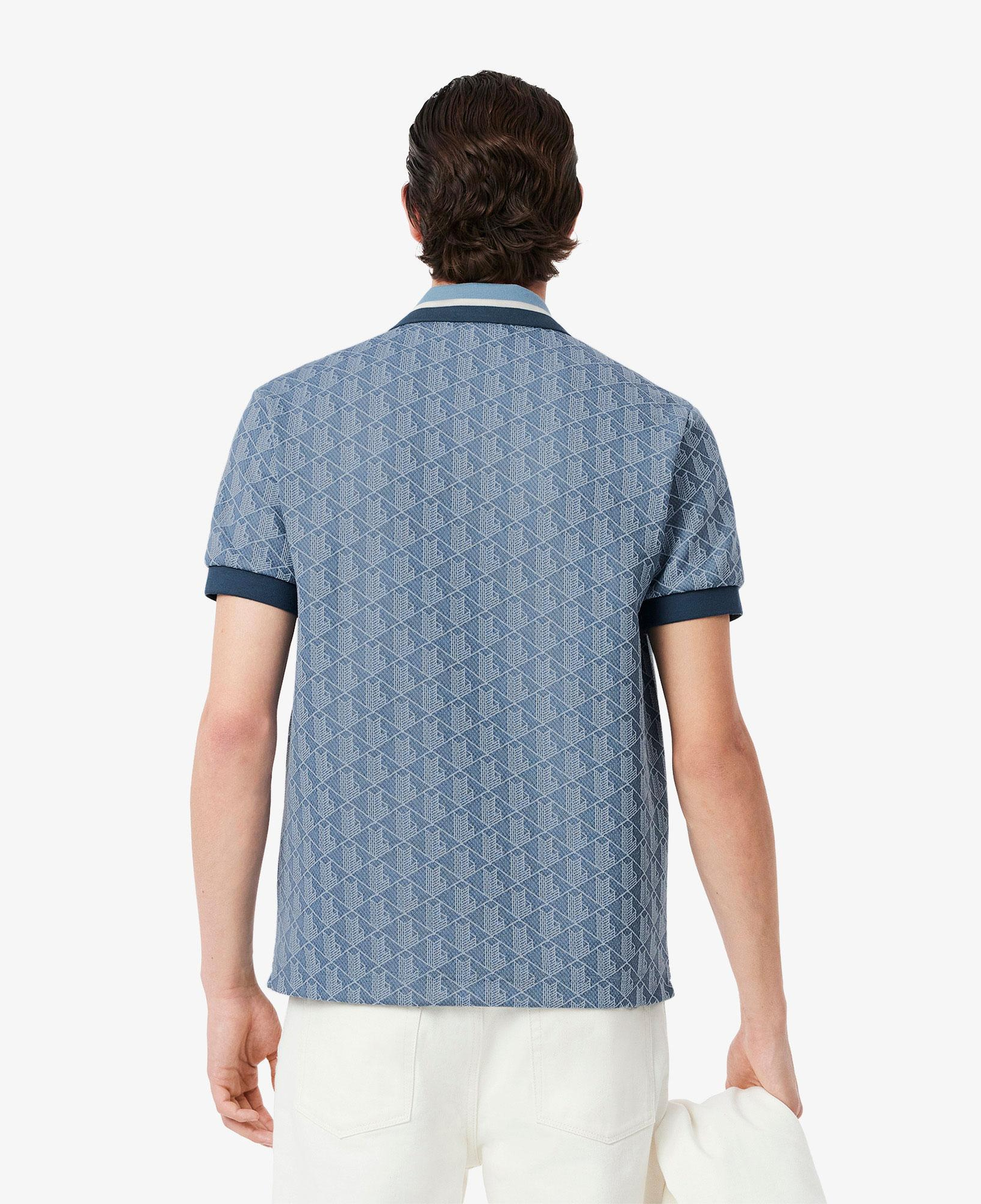 Erkek Classic Fit Monogram Mavi Polo
