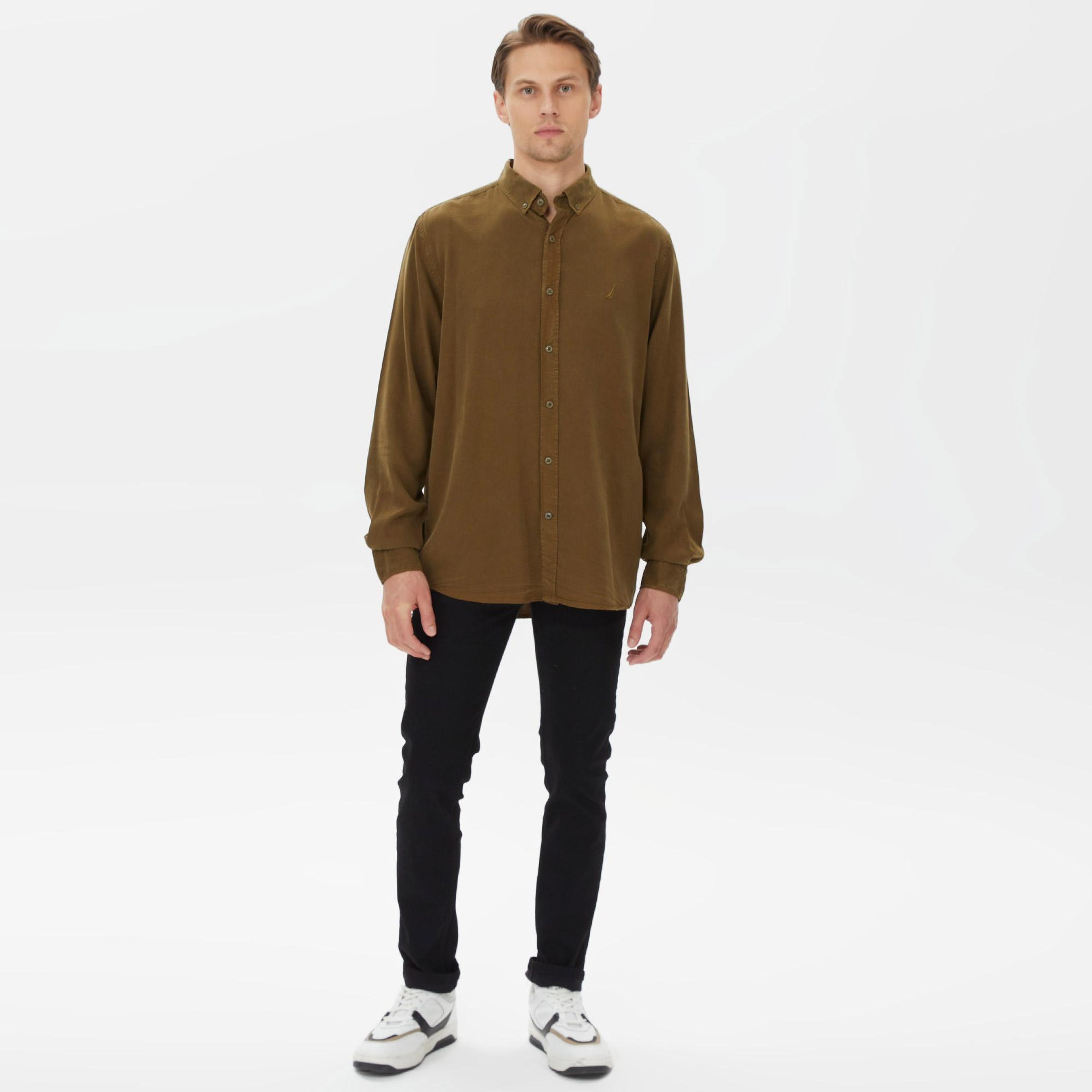 Nautica Erkek Kahverengi Classic Fit Gömlek