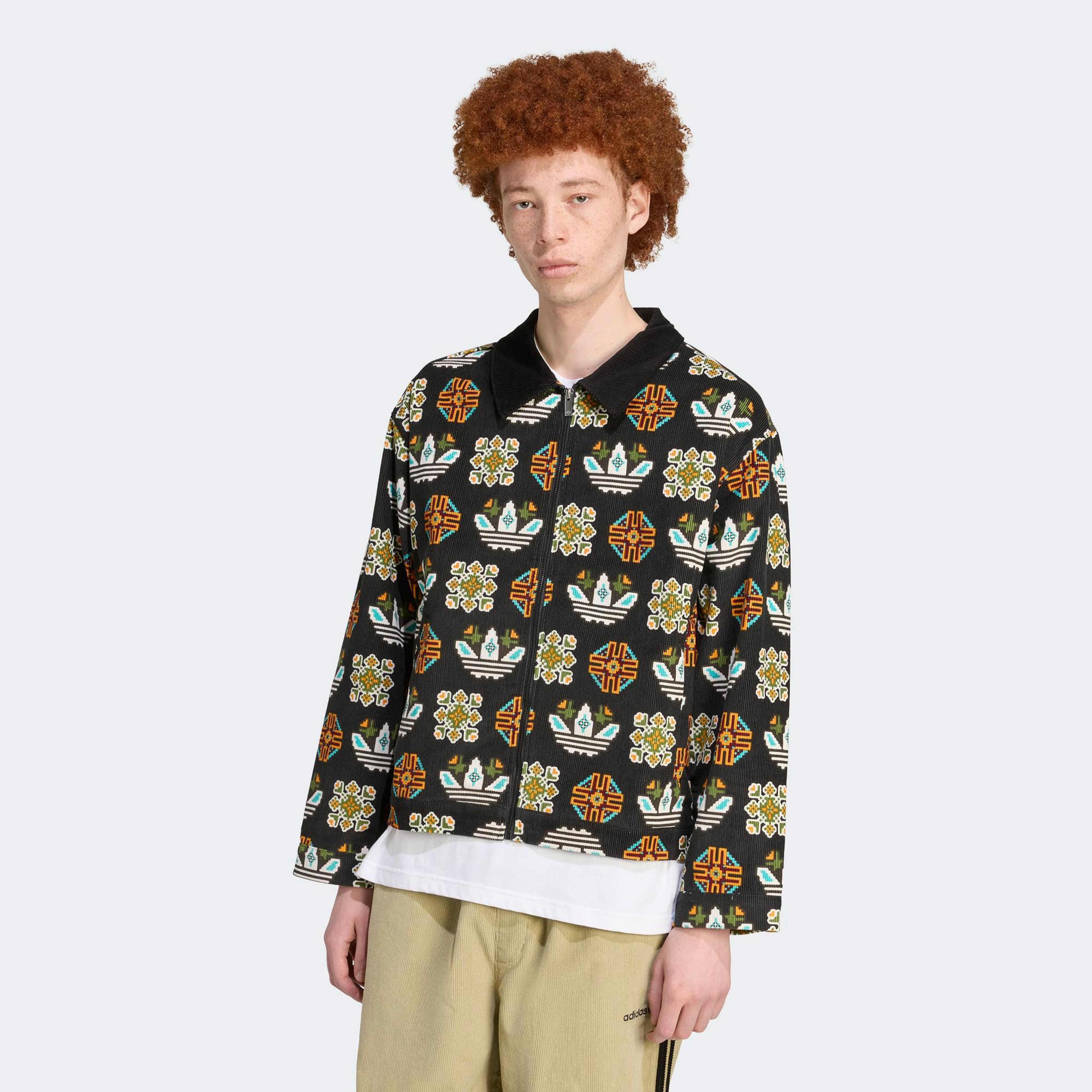 adidas Monogram Allover Print Erkek Siyah Renkli Ceket