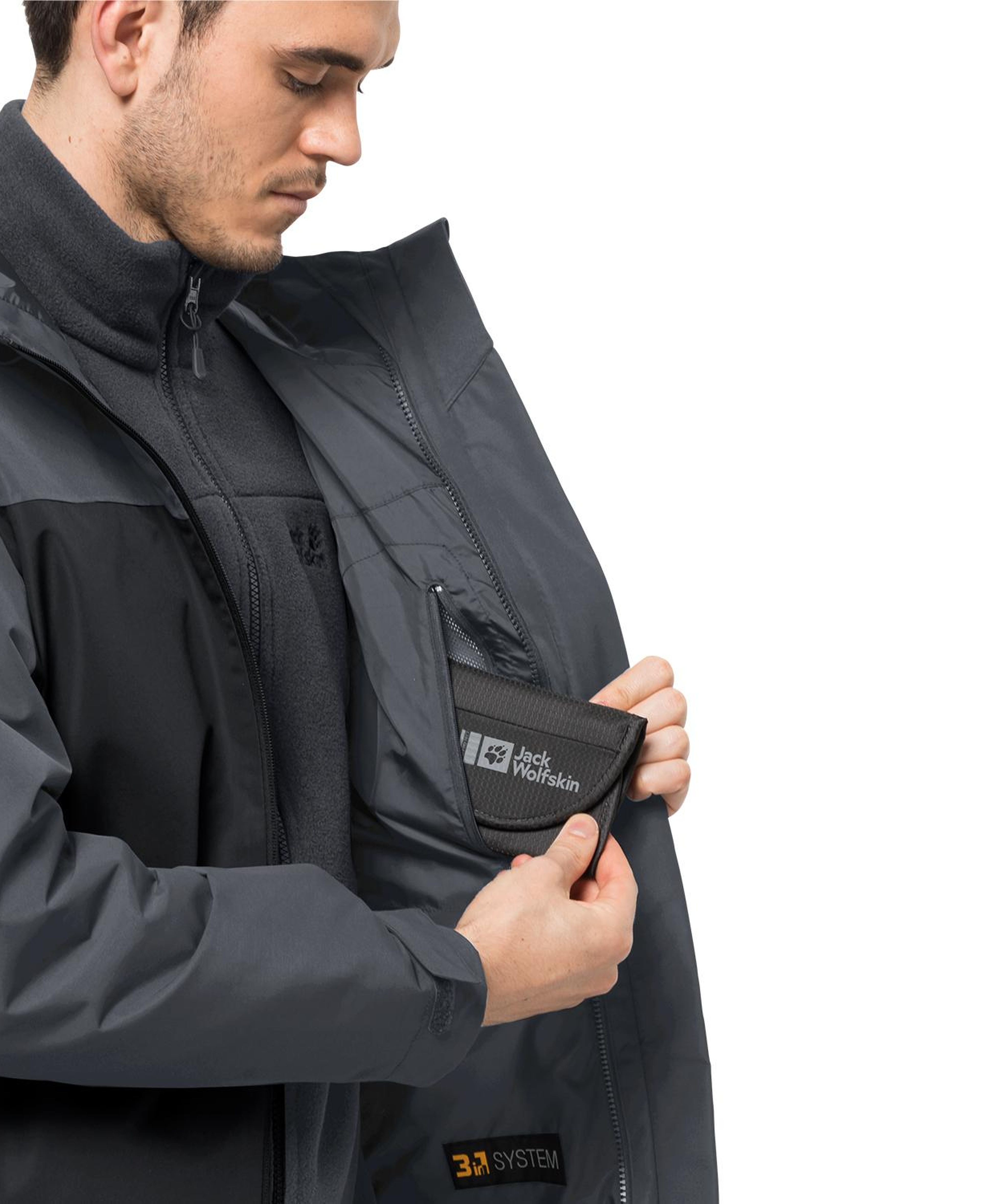 Jack Wolfskin Taubenberg 3in1 Erkek Gri Outdoor Ceketi