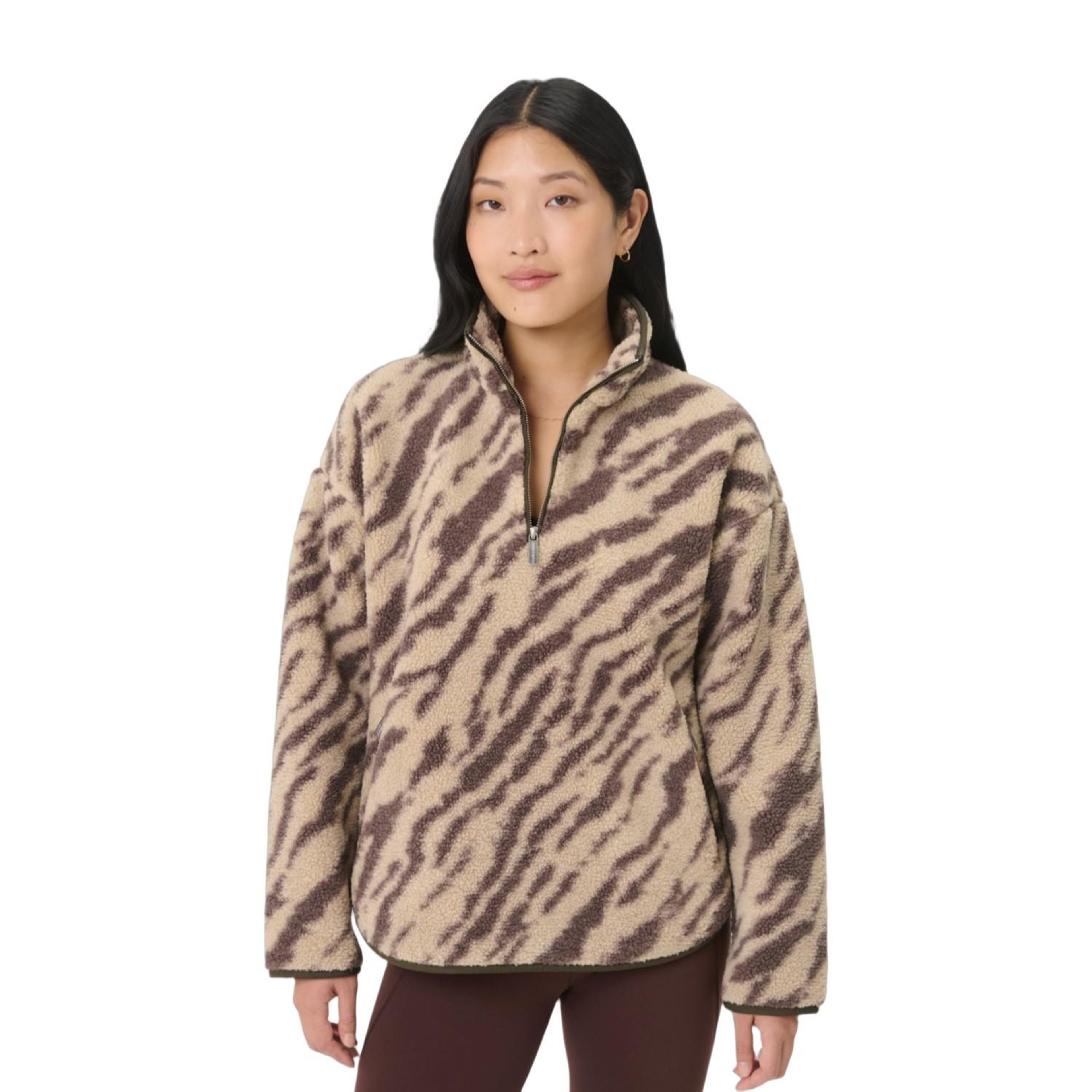 Sweaty Betty New Plush Half Zip Kadın Bej Polar