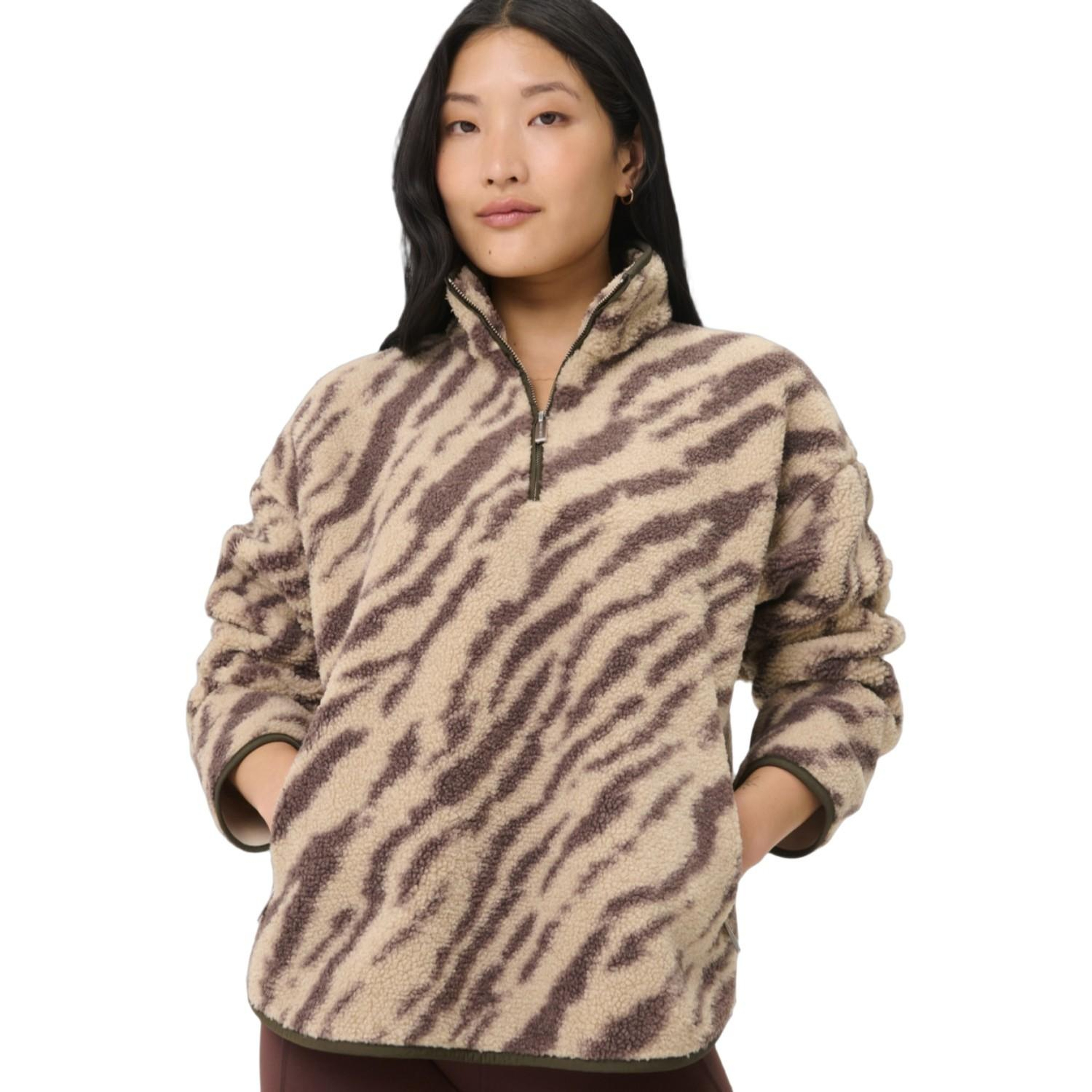 Sweaty Betty New Plush Half Zip Kadın Bej Polar