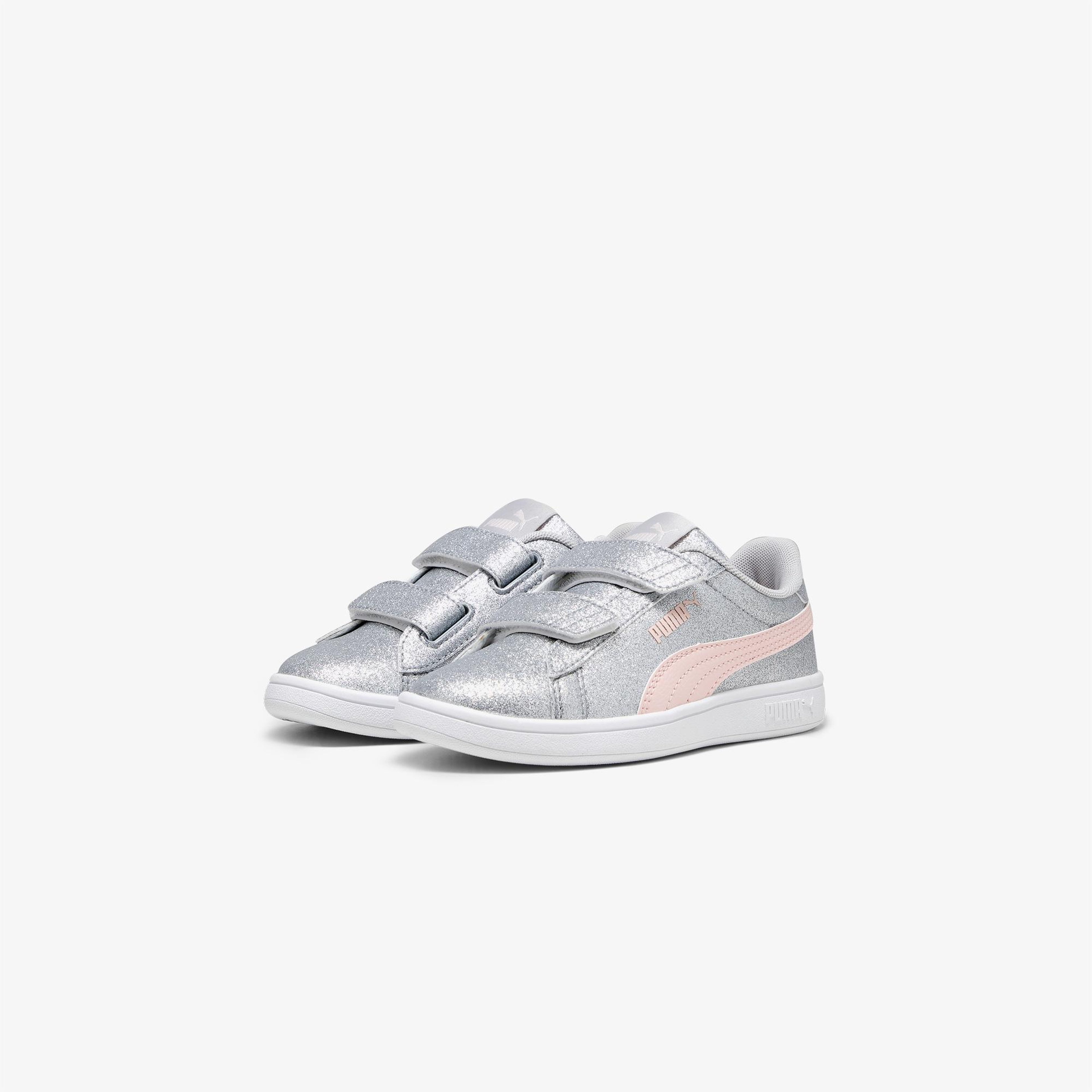 Puma Smash 3.0 Gliz Glam V Çocuk Gri Spor Ayakkabı