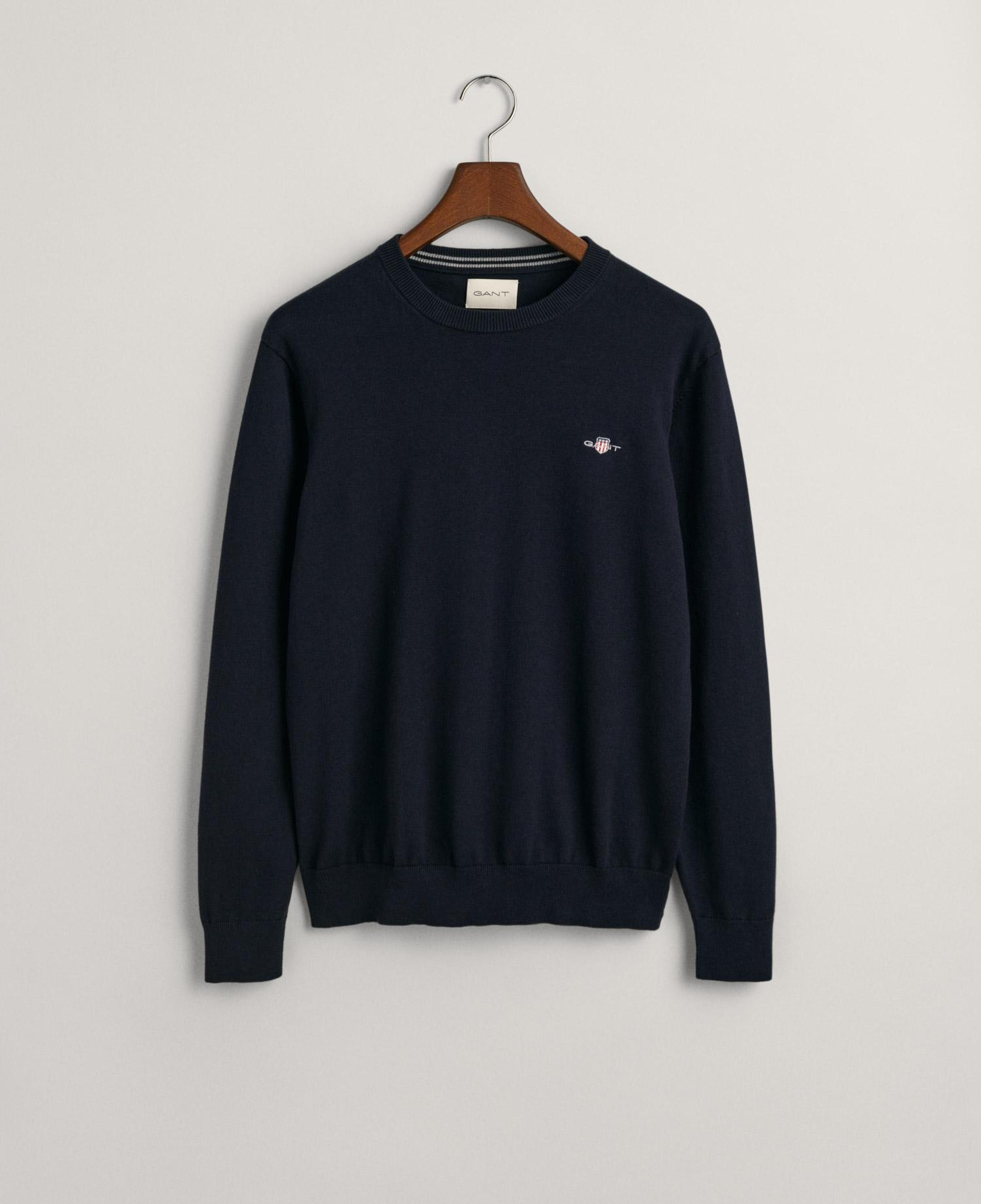 GANT Erkek Lacivert Regular Fit Bisiklet Yaka Kazak