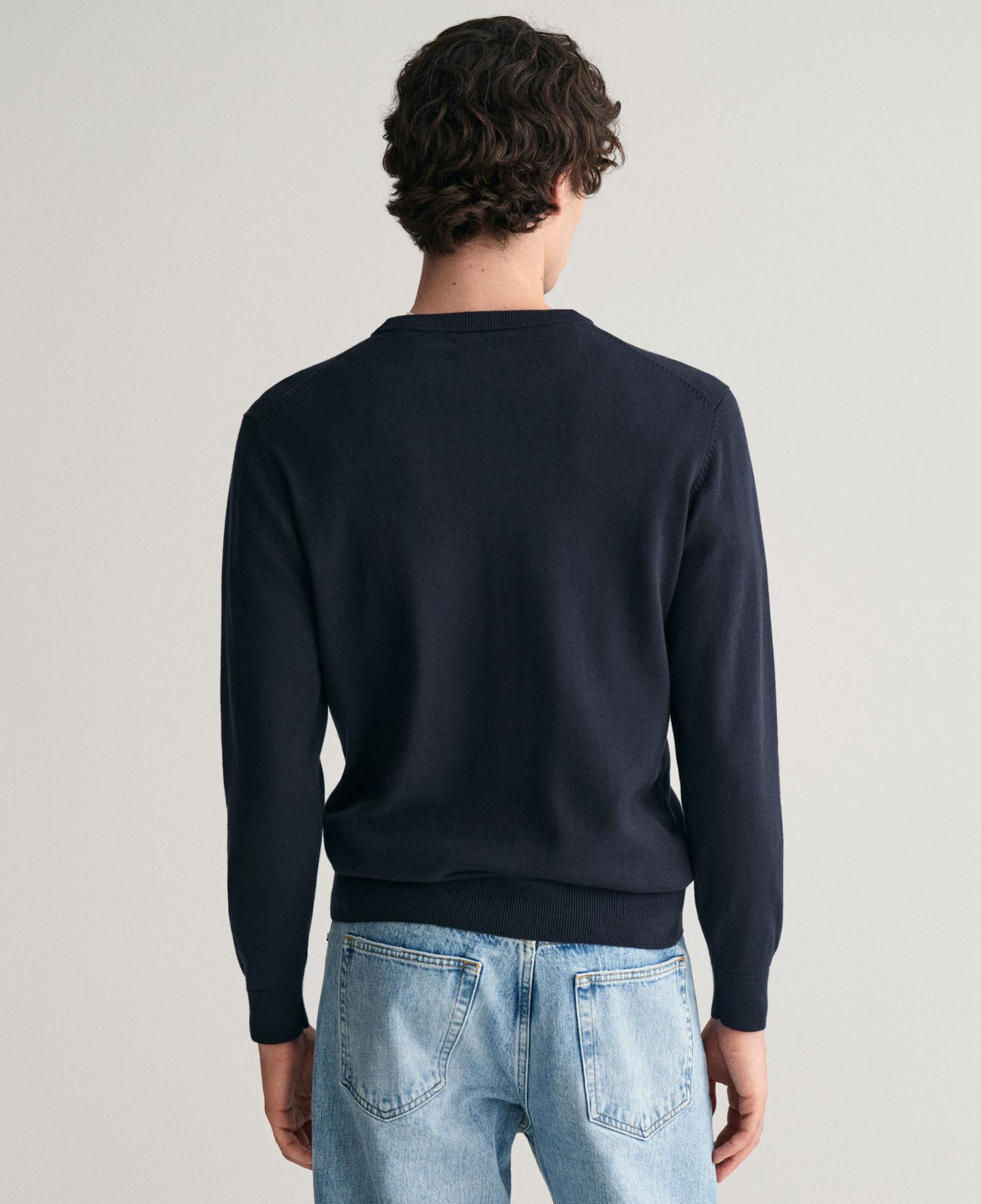 GANT Erkek Lacivert Regular Fit Bisiklet Yaka Kazak